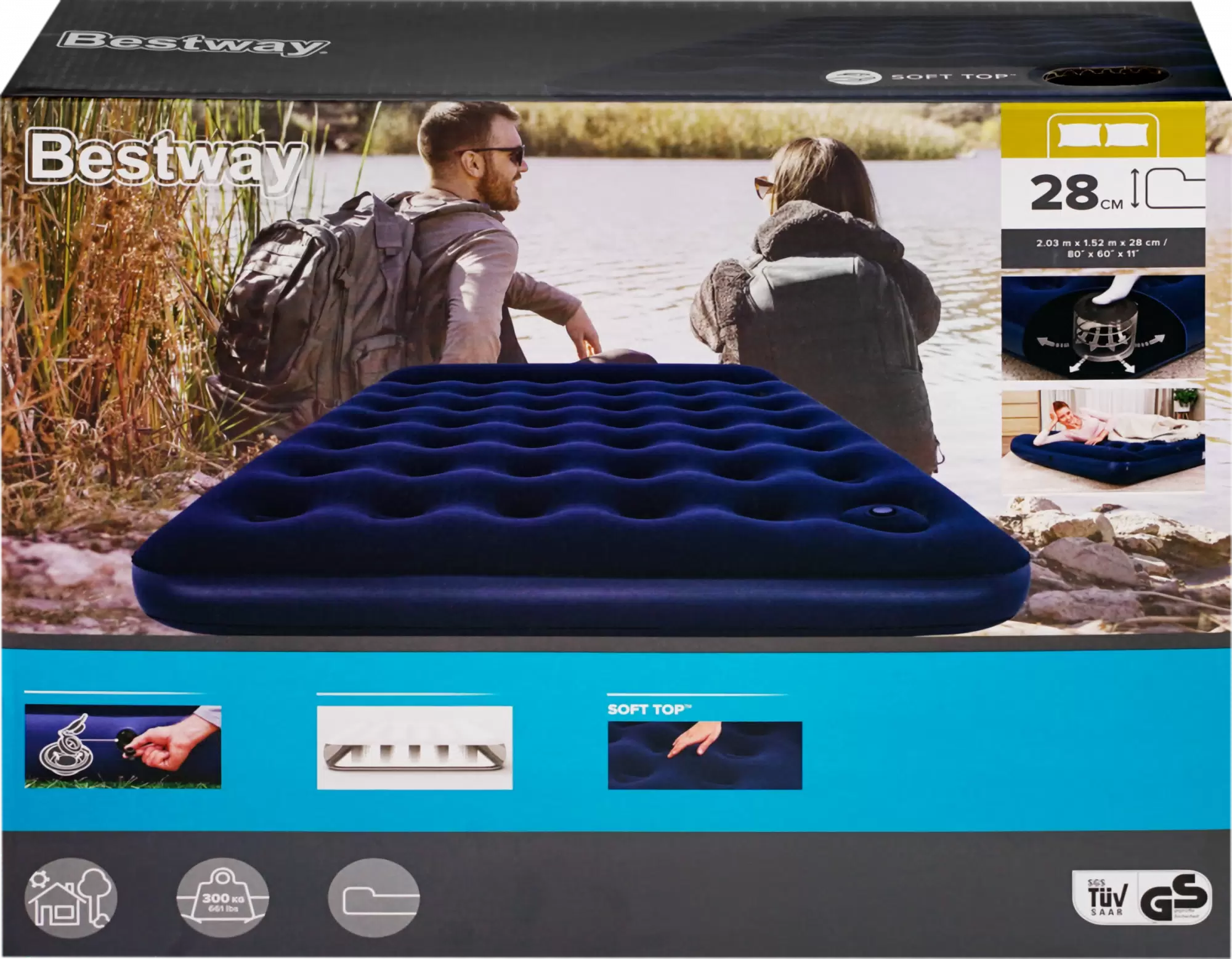 Изображение товара Надувной двуспальный матрас Bestway Flocked Air Bed 203x152x28 см