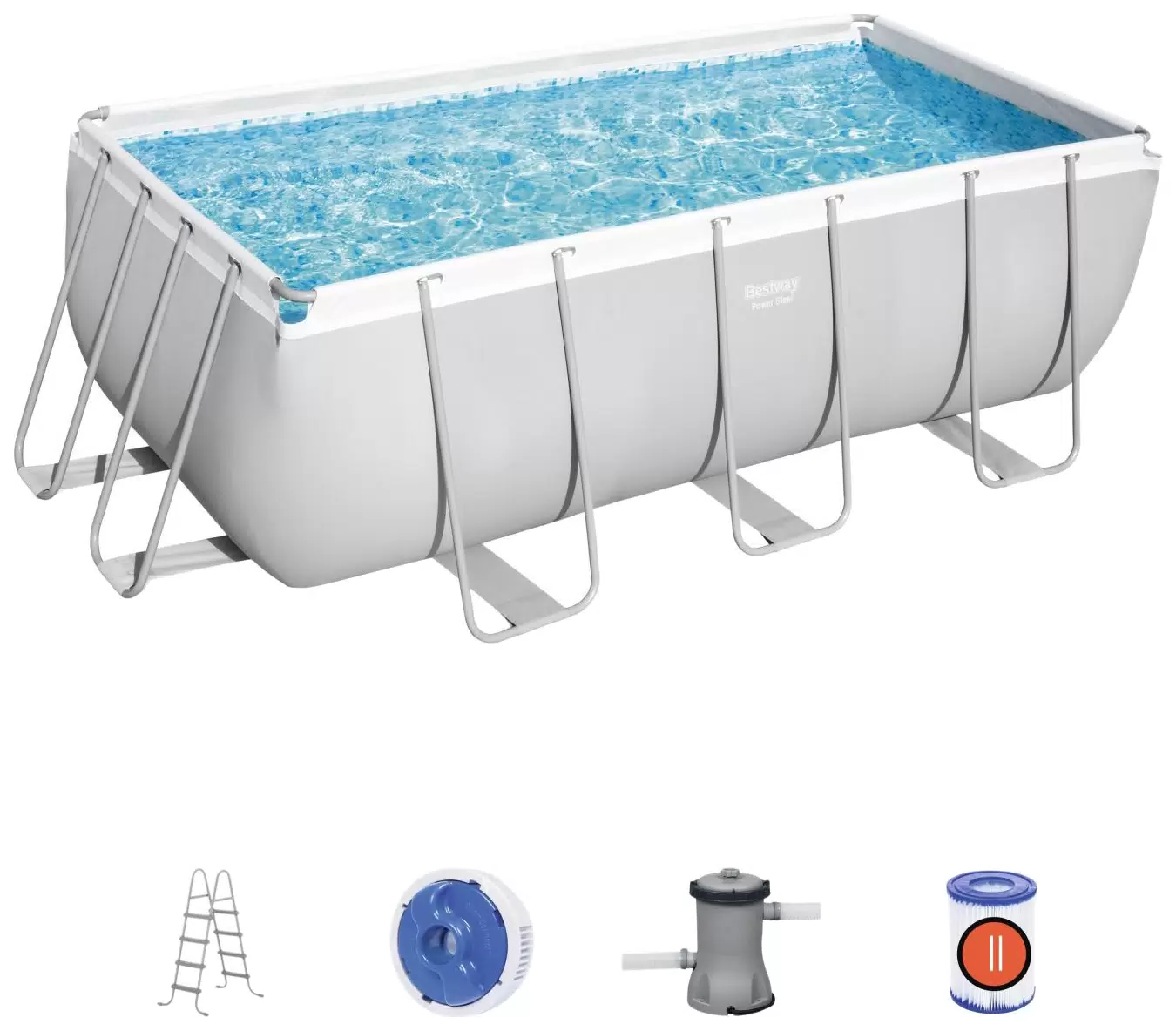 Изображение товара Каркасный прямоугольный бассейн Bestway Power Steel 412x201x122 см серый