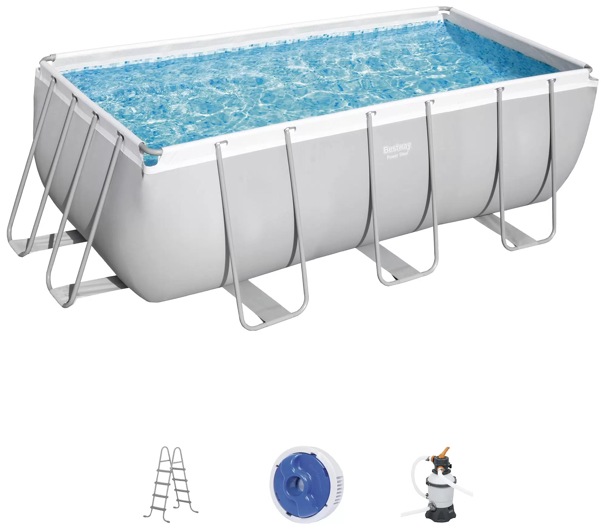 Изображение товара Каркасный прямоугольный бассейн Bestway Power Steel 412x201x122 см с песочным фильтром