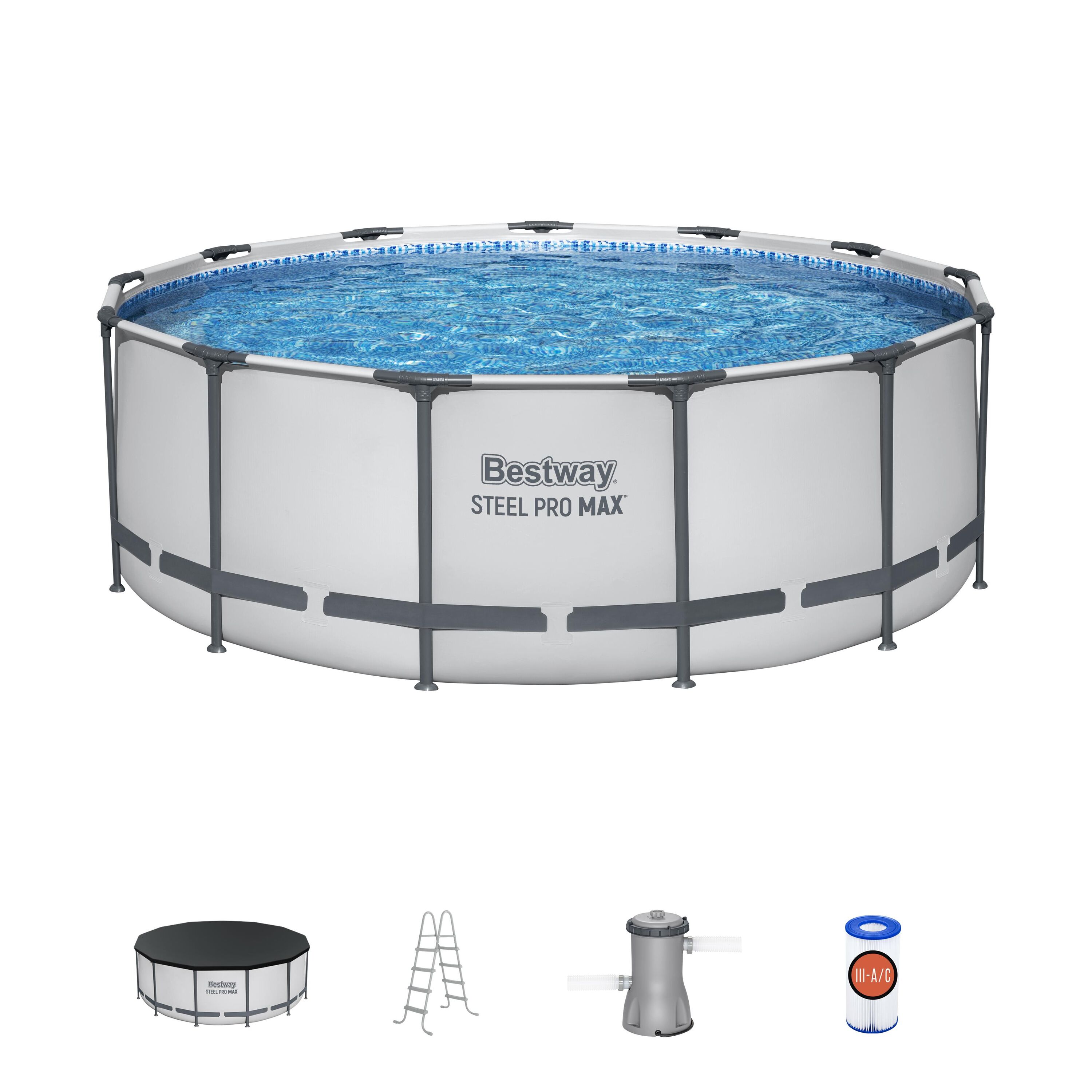Изображение товара Каркасный бассейн Bestway Steel Pro Max 396 см с фильтром и лестницей