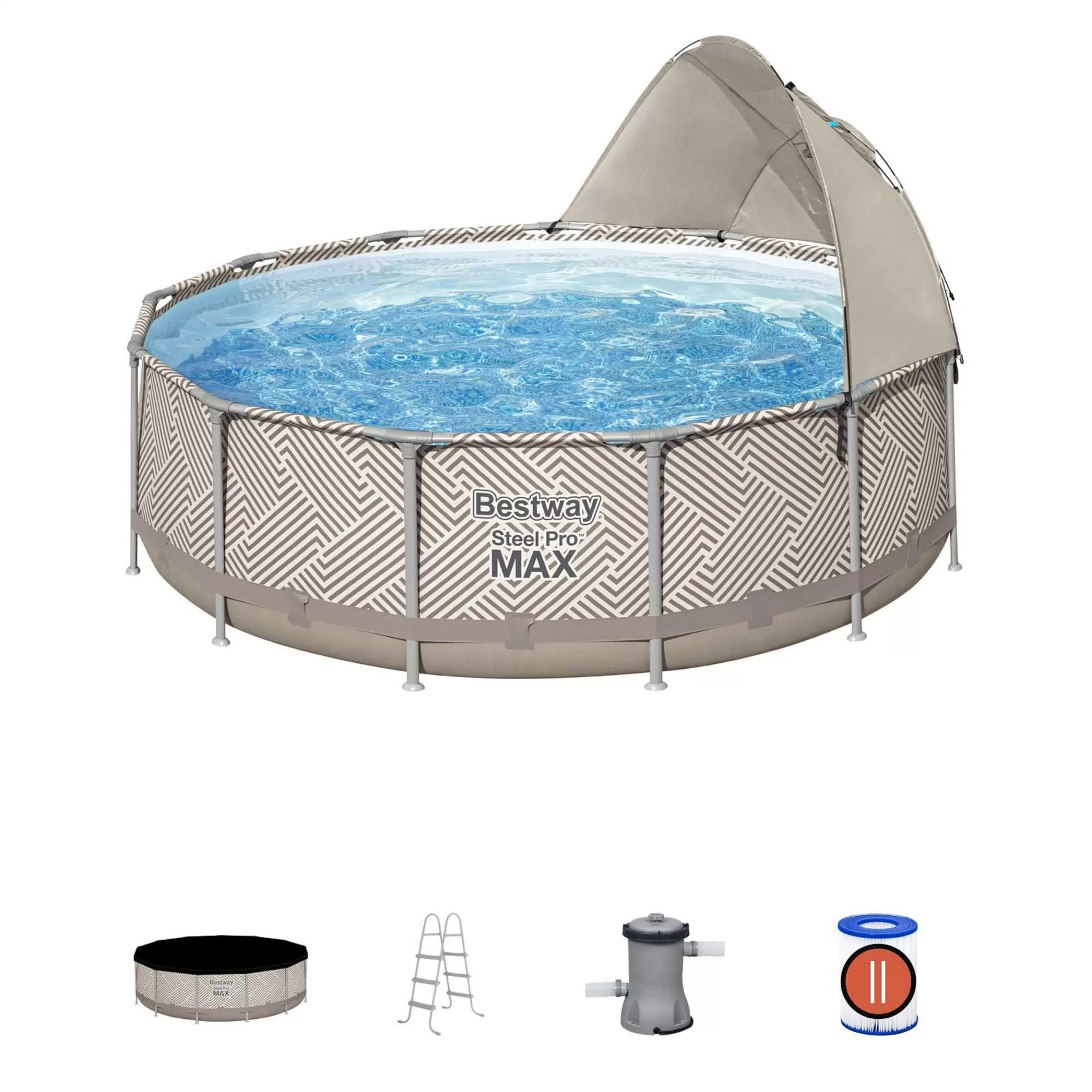 Изображение товара Каркасный круглый бассейн Bestway Steel Pro Max 396х396х107 см для дачи и отдыха
