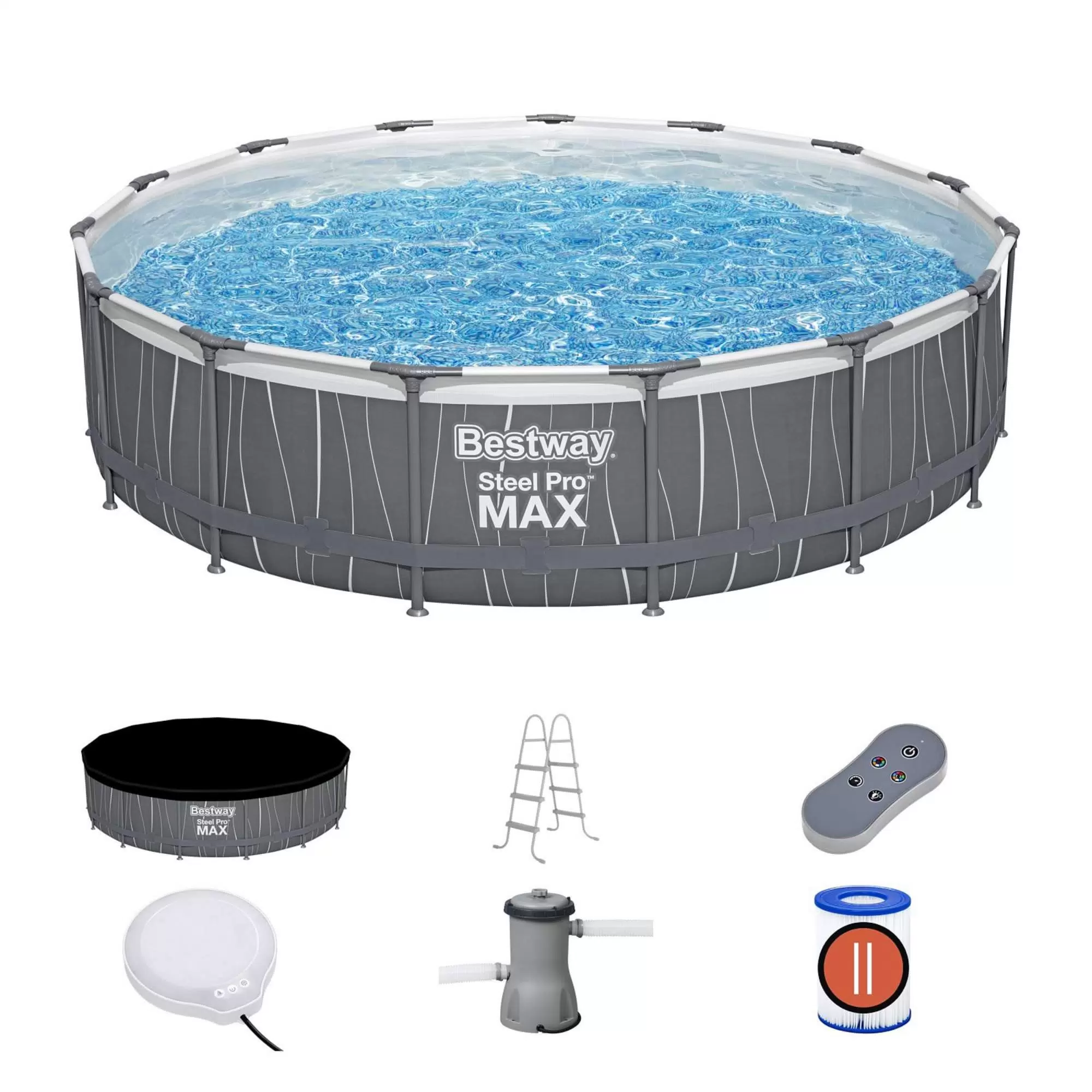 Изображение товара Каркасный бассейн Bestway Steel Pro Max 457 см с подсветкой и фильтром