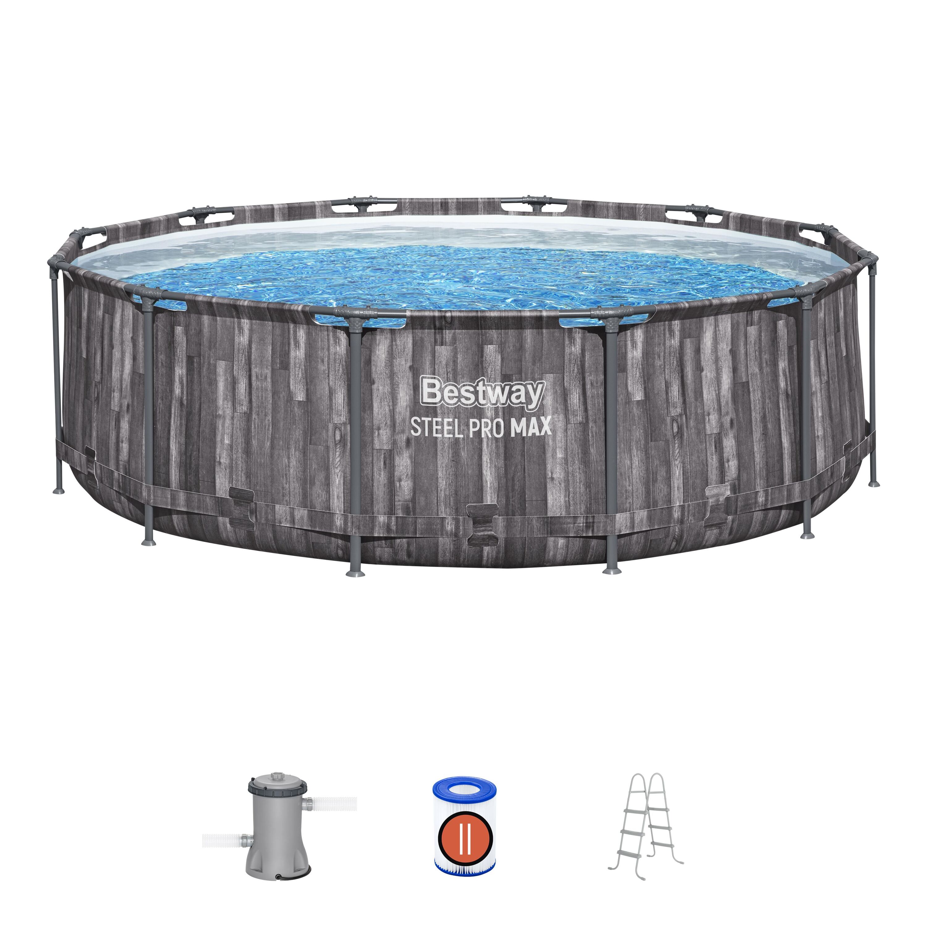 Изображение товара Каркасный круглый бассейн Bestway Steel Pro Max 366x366x100 см темно-серый