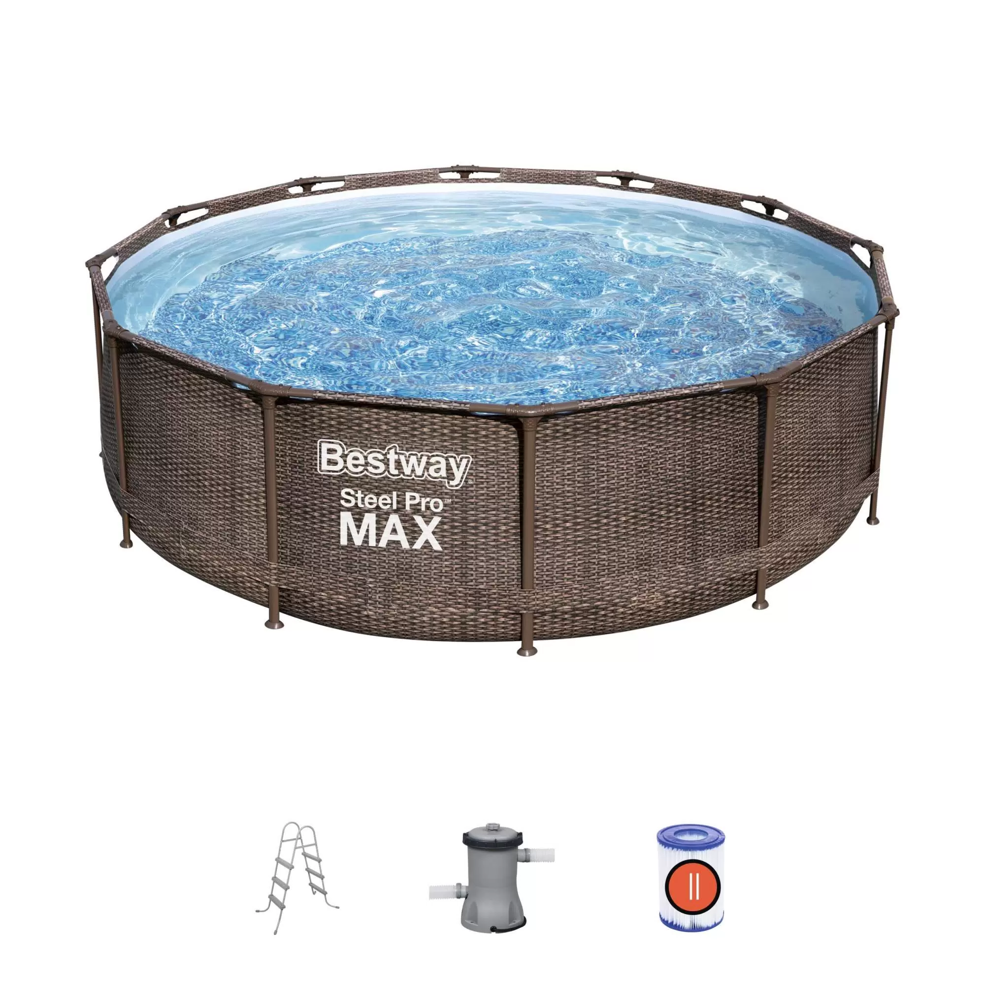 Изображение товара Бассейн каркасный круглый Bestway Steel Pro Max   366х366х100 см  цвет "ротанг"