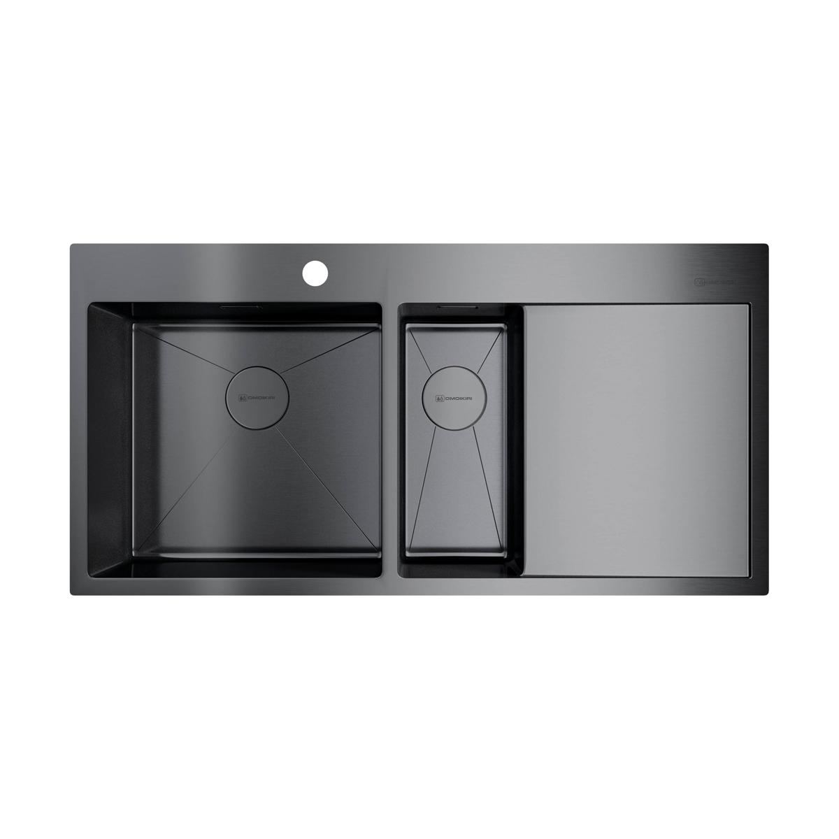 Изображение товара Накладная мойка из нержавеющей стали Omoikiri Akisame 100-2-L-GM темно-серая 10x51x20