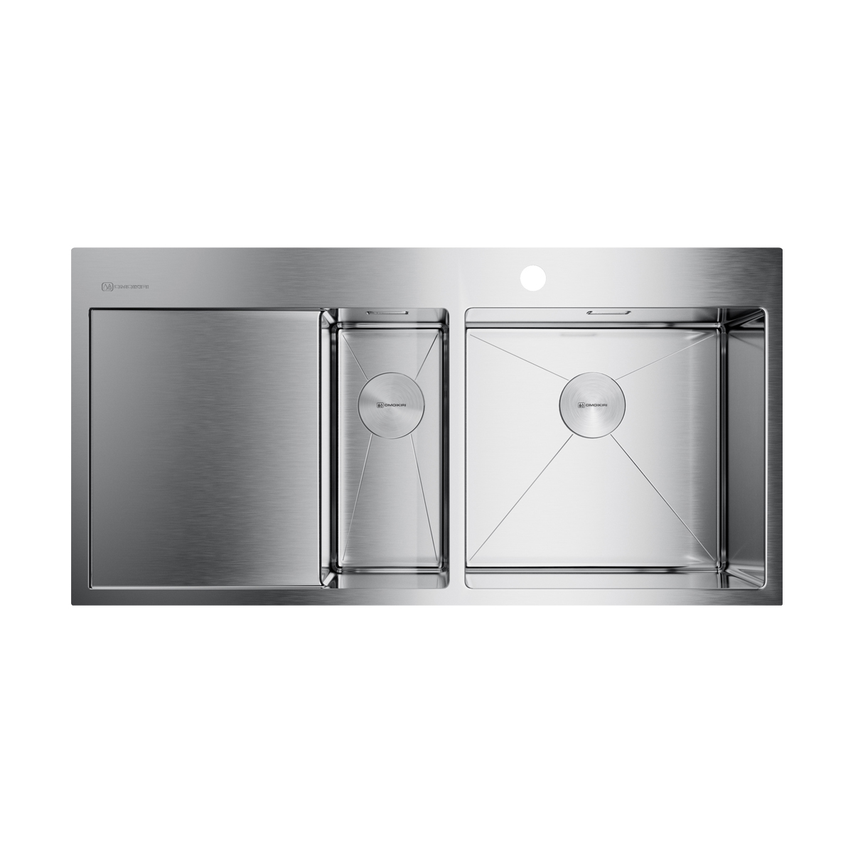 Изображение товара Мойка накладная Omoikiri Akisame 100-2-R-IN, 2 чаши, нержавеющая сталь