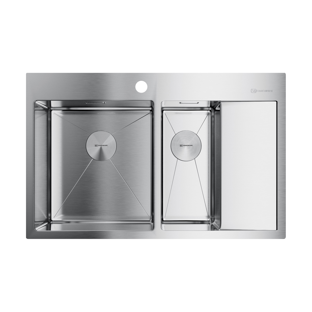 Изображение товара Мойка накладная Omoikiri Akisame 78-2-L-IN серебристая 78x51x20