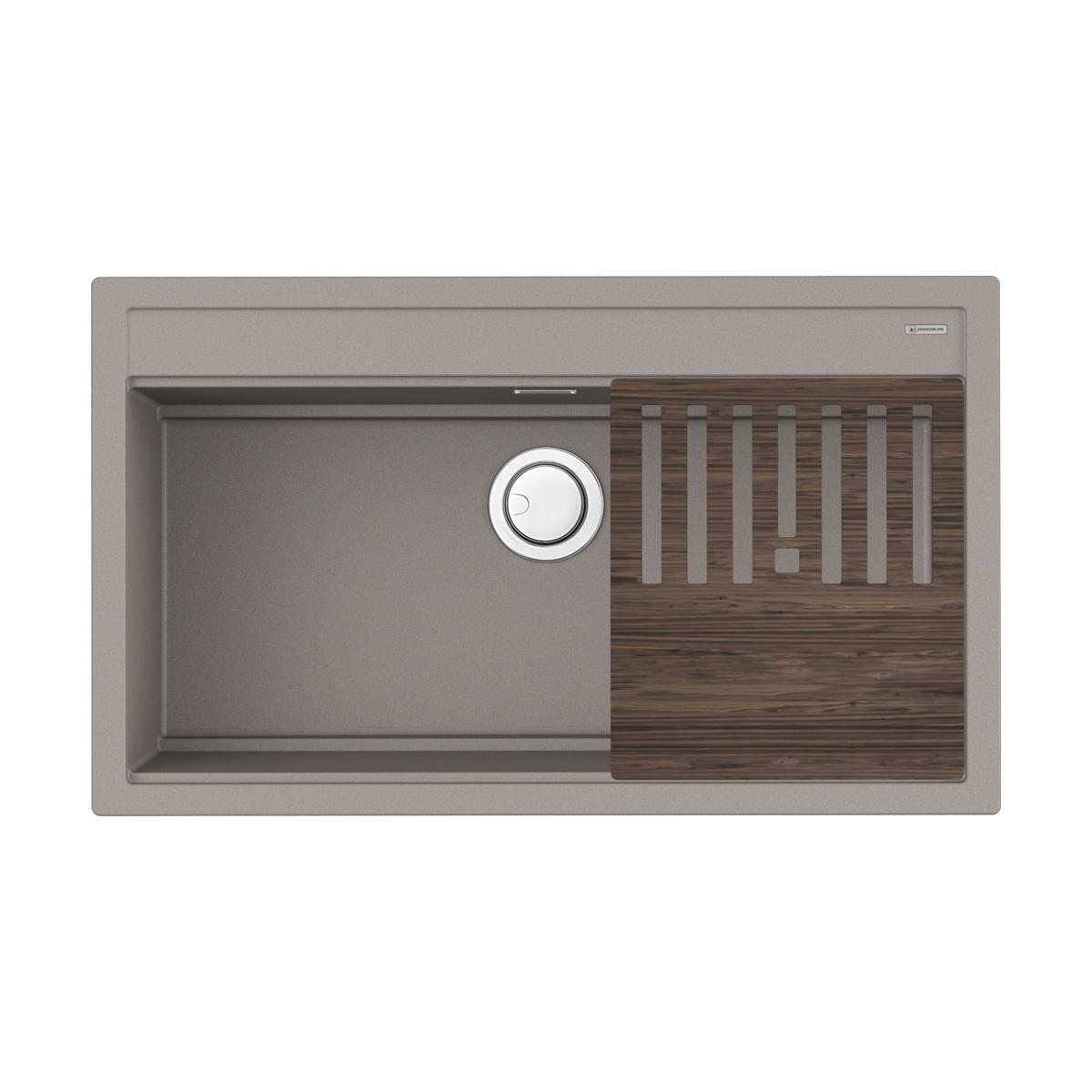 Изображение товара Накладная кухонная мойка Omoikiri Kitagawa 86-LB-GR из керамики 86x51x20 см