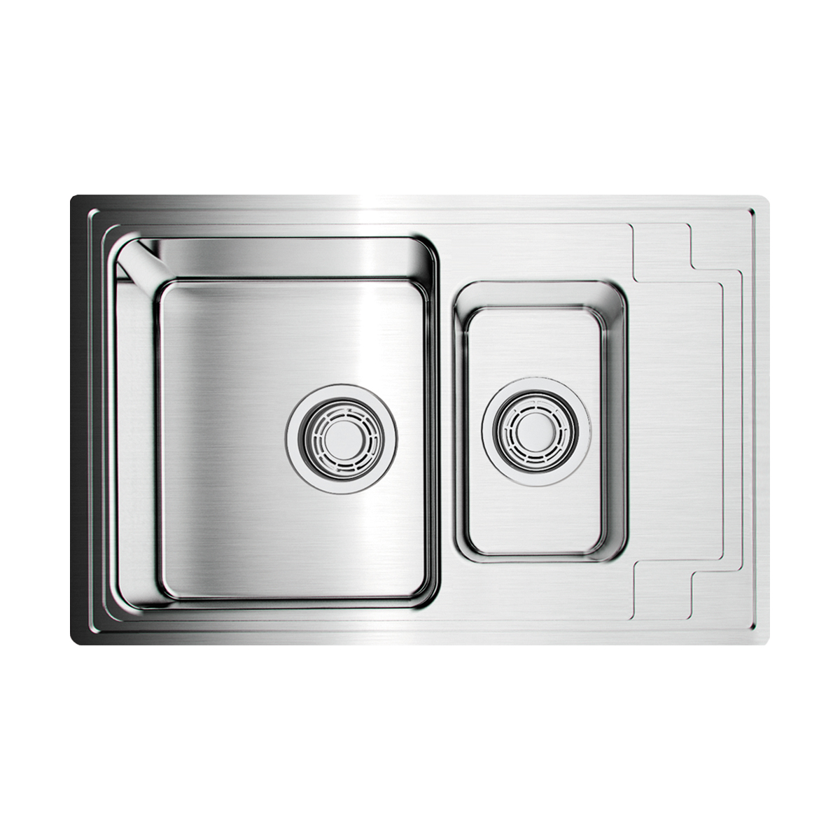 Изображение товара Накладная мойка из нержавеющей стали Omoikiri Mizu 78x48 с двумя чашами и покрытием PVD