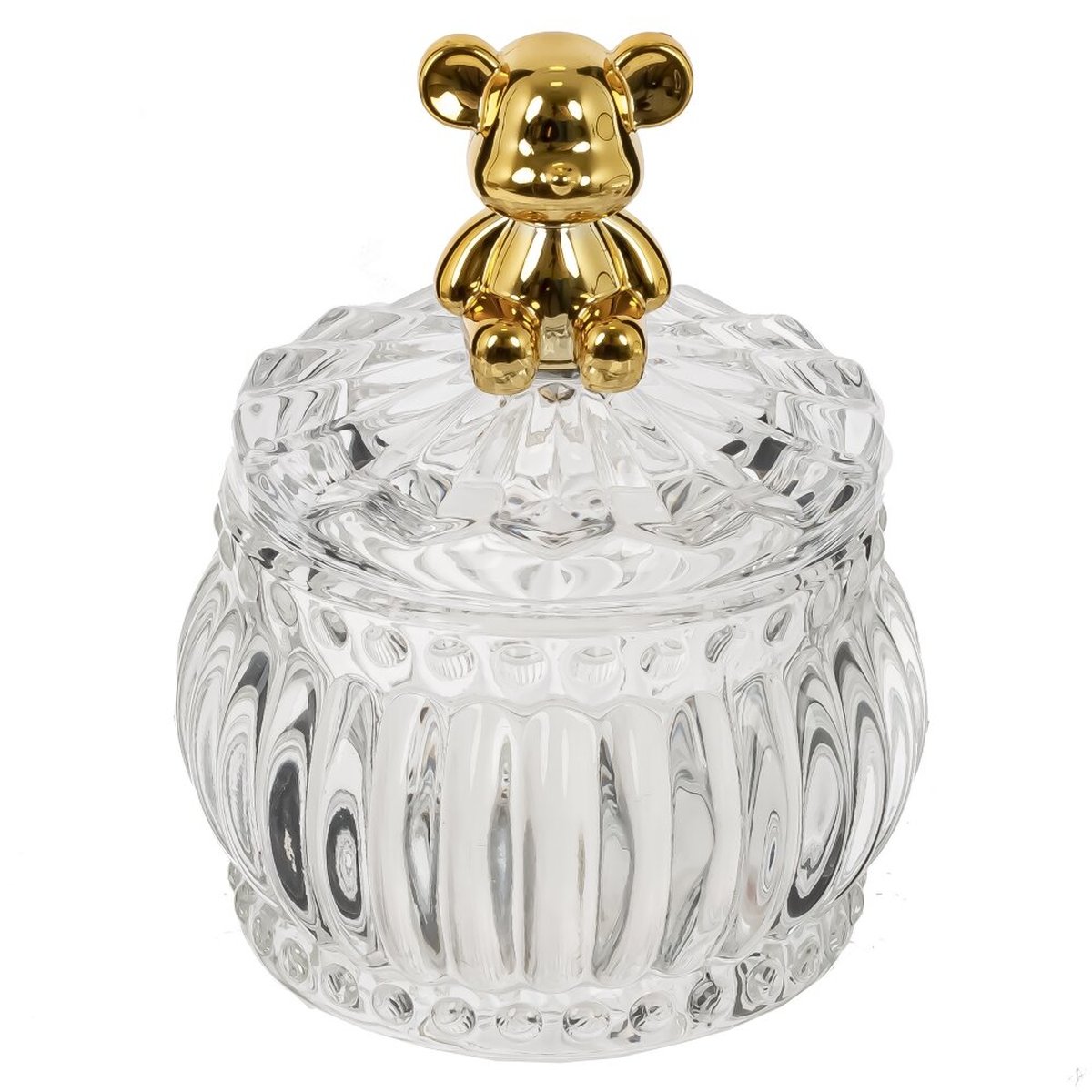 Изображение товара Стеклянная шкатулка с фигуркой медвежонка 7.5x7.5x10 см для украшений и мелочей