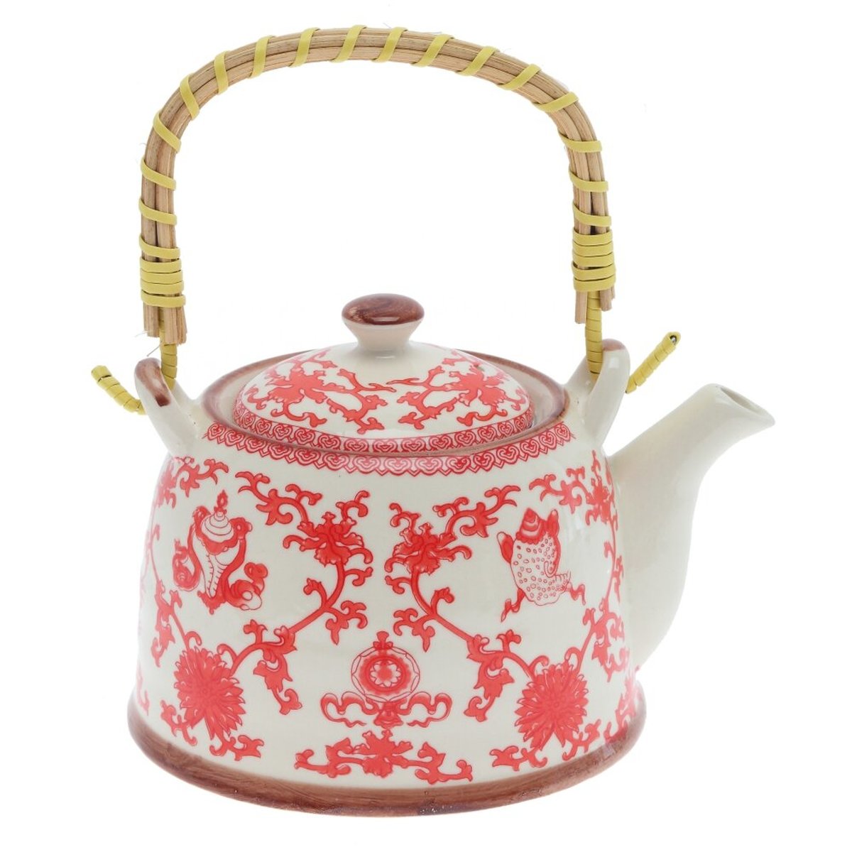 Изображение товара Элегантный фарфоровый чайник 800 мл с восточным узором и плетеной ручкой