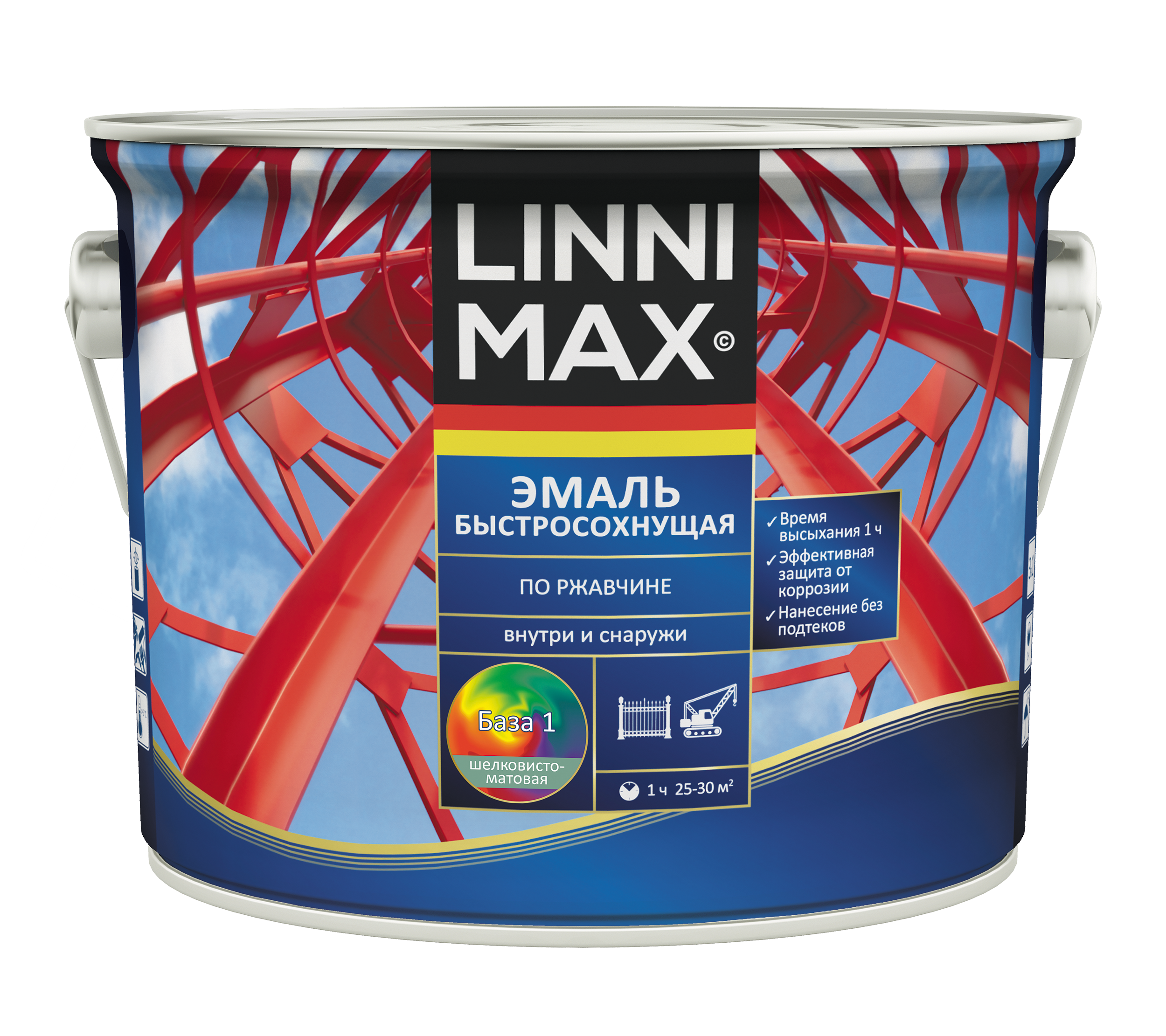 Изображение товара Грунт-эмаль алкидная быстросохнущая по ржавчине LINNIMAX 2,5 л