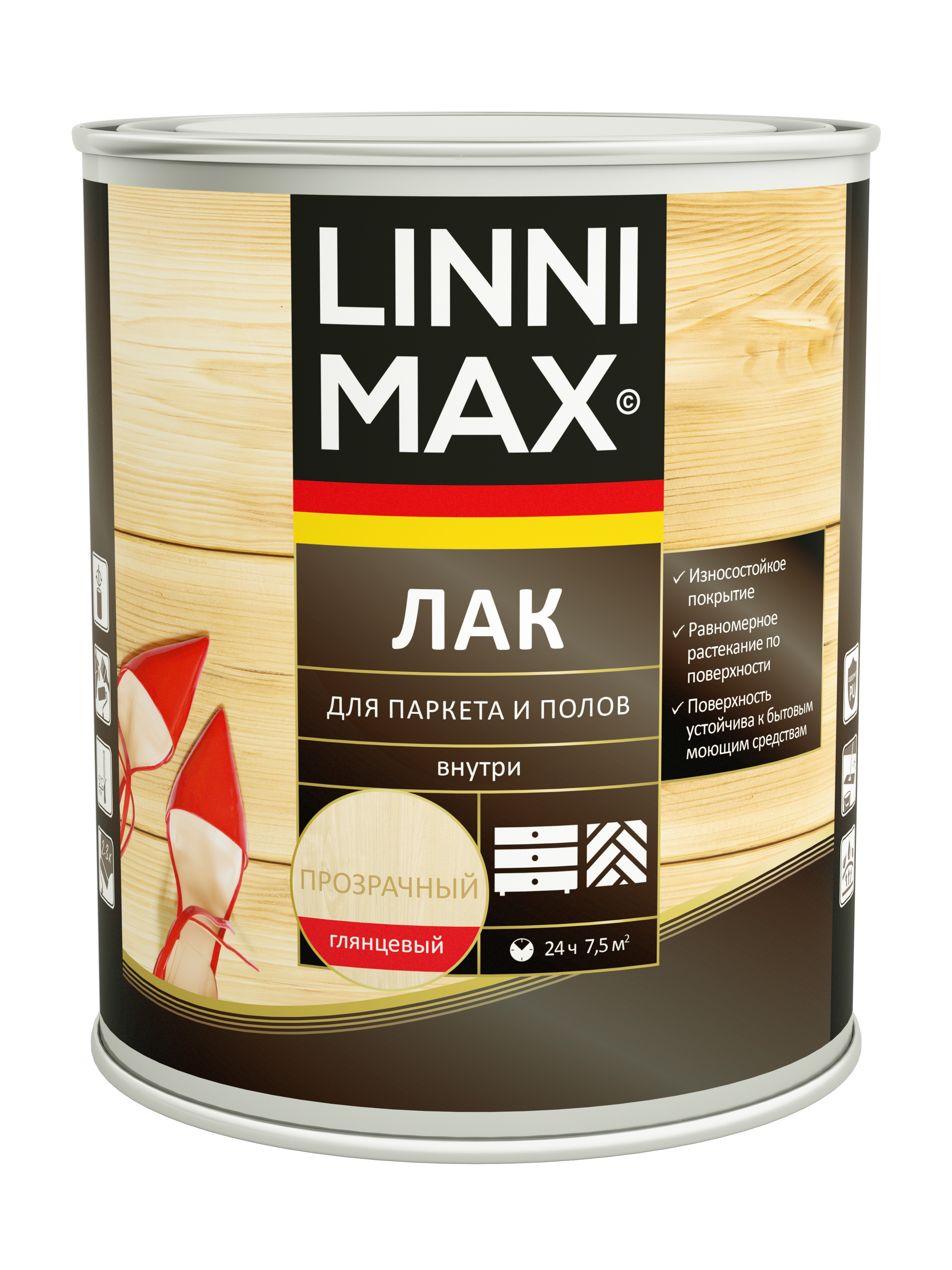 Изображение товара Глянцевый алкидно-уретановый лак для паркета и полов LINNIMAX 0,75 л