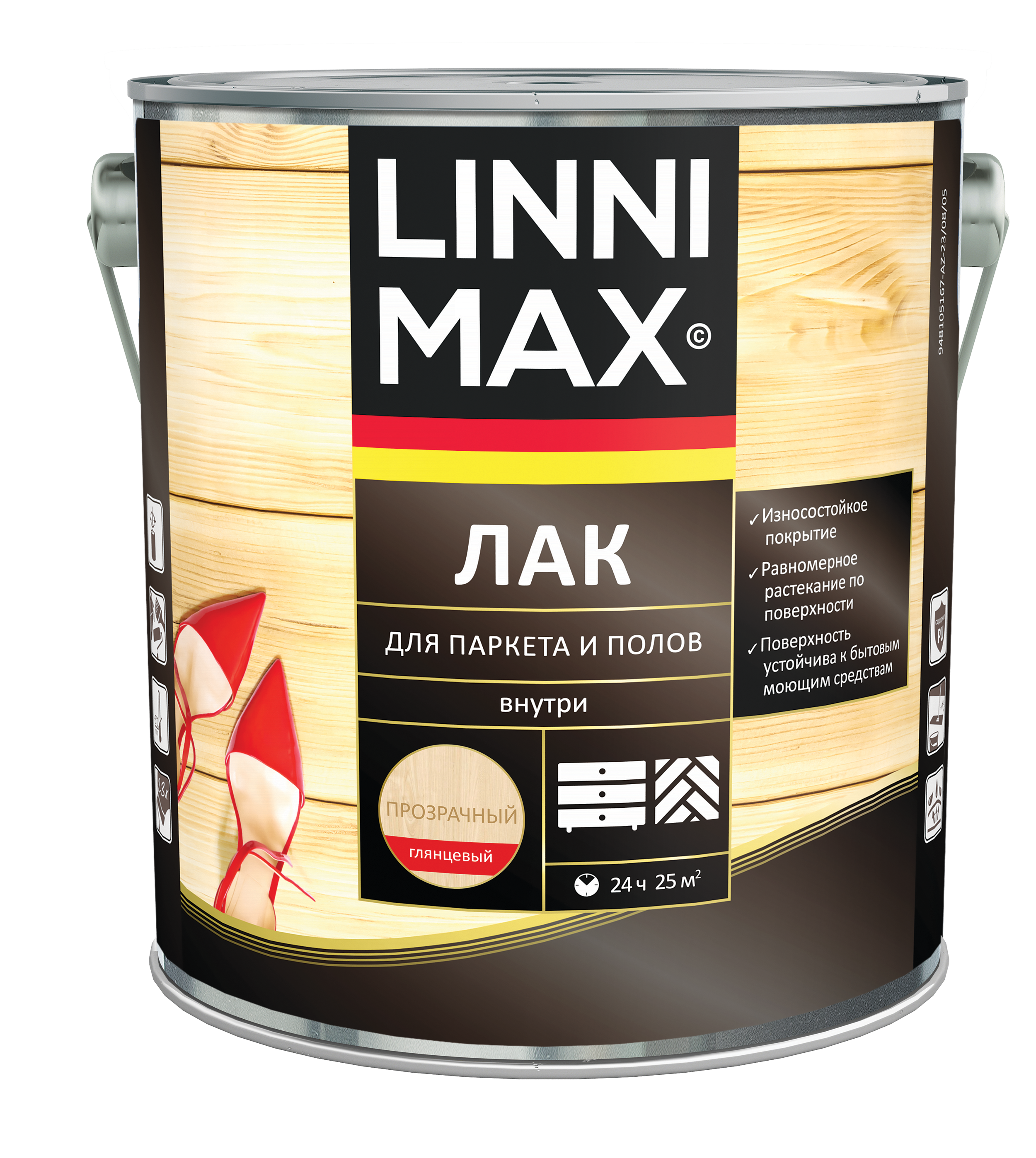 Изображение товара Глянцевый алкидный лак для паркета и полов LINNIMAX, 2.5 л, внутренние работы