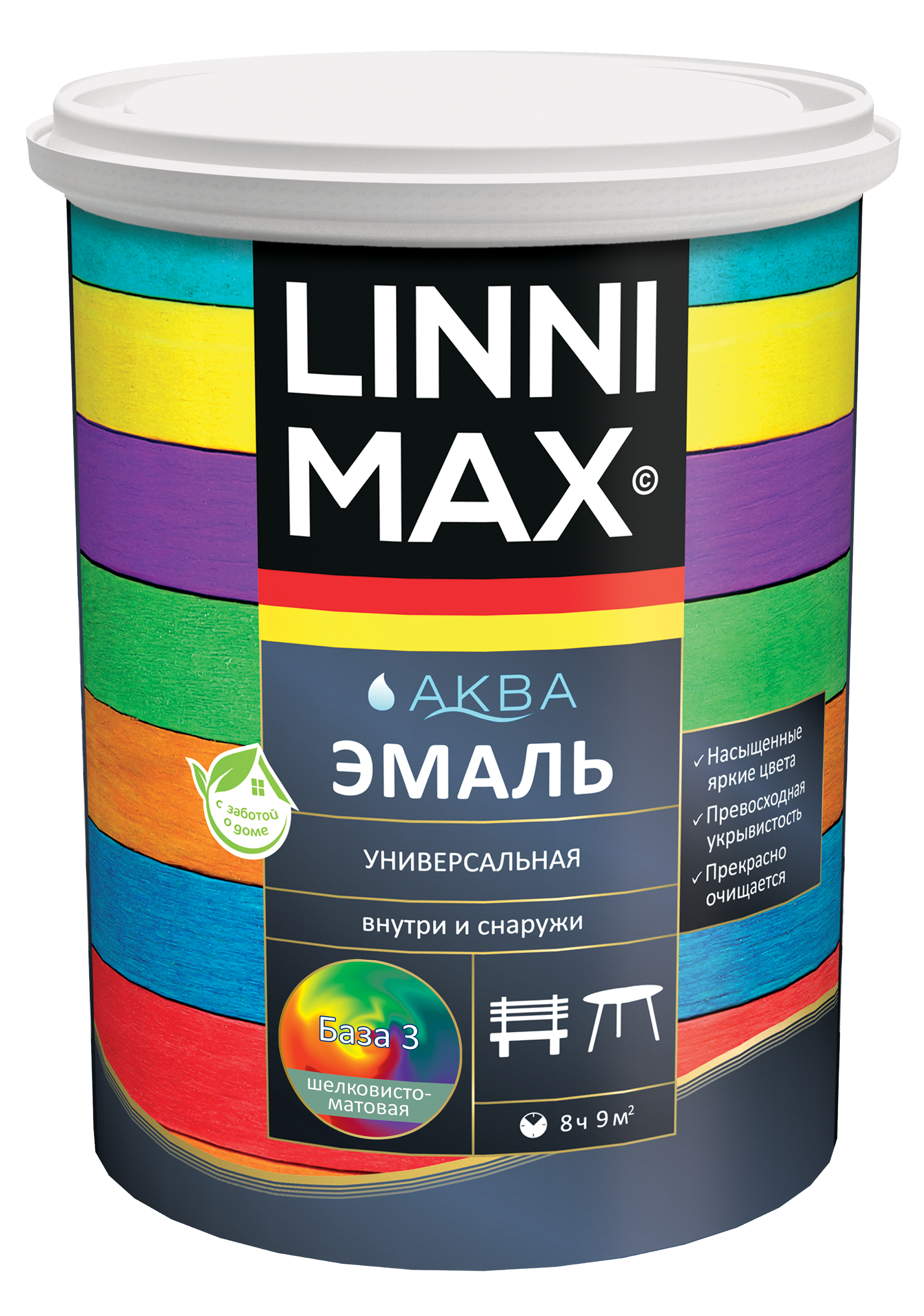 Изображение товара Акриловая водоразбавляемая глянцевая эмаль LINNIMAX База 3, 0,85 л