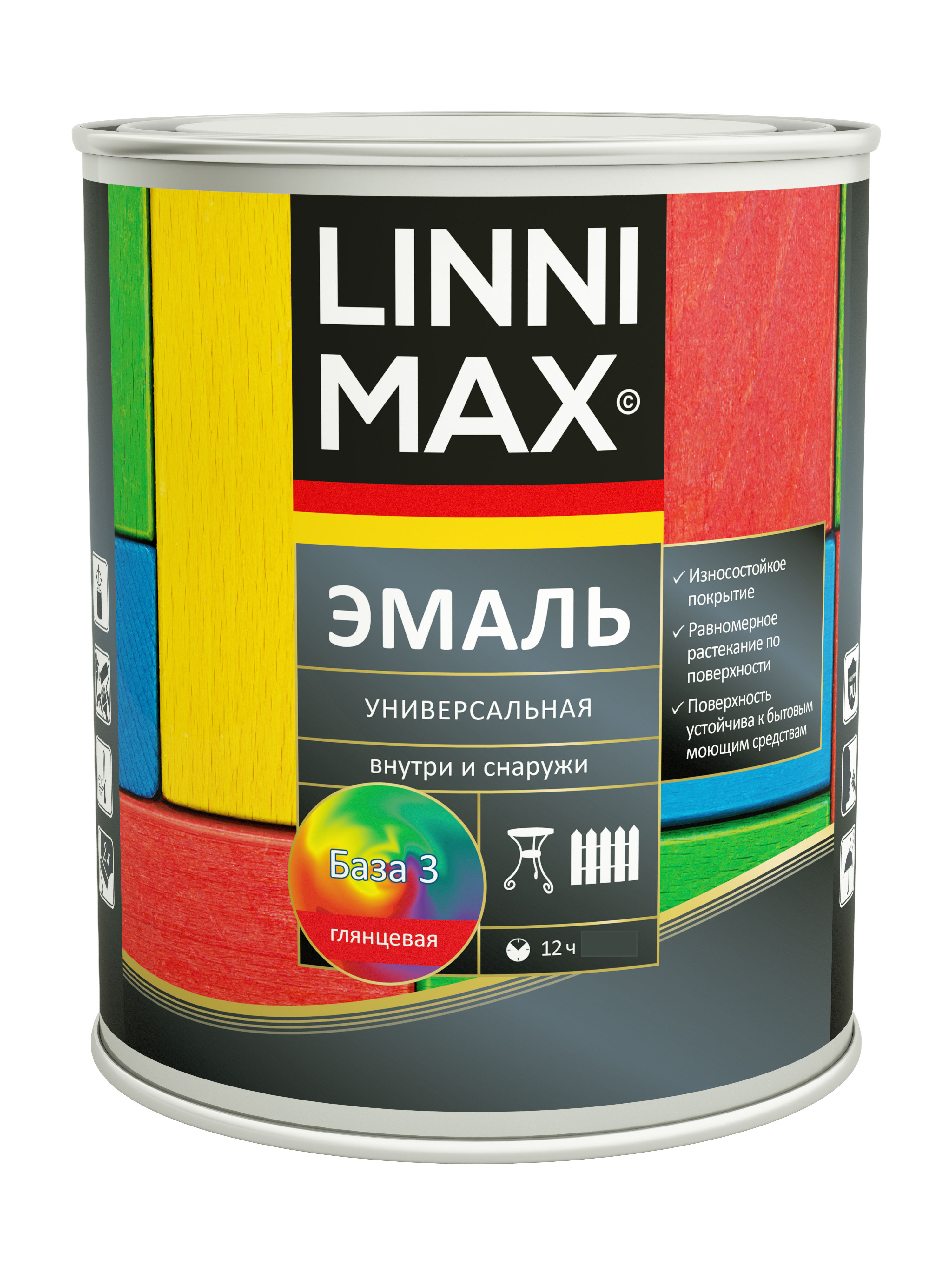 Изображение товара Эмаль алкидная универсальная LINNIMAX глянцевая 2,3 л для дерева, металла