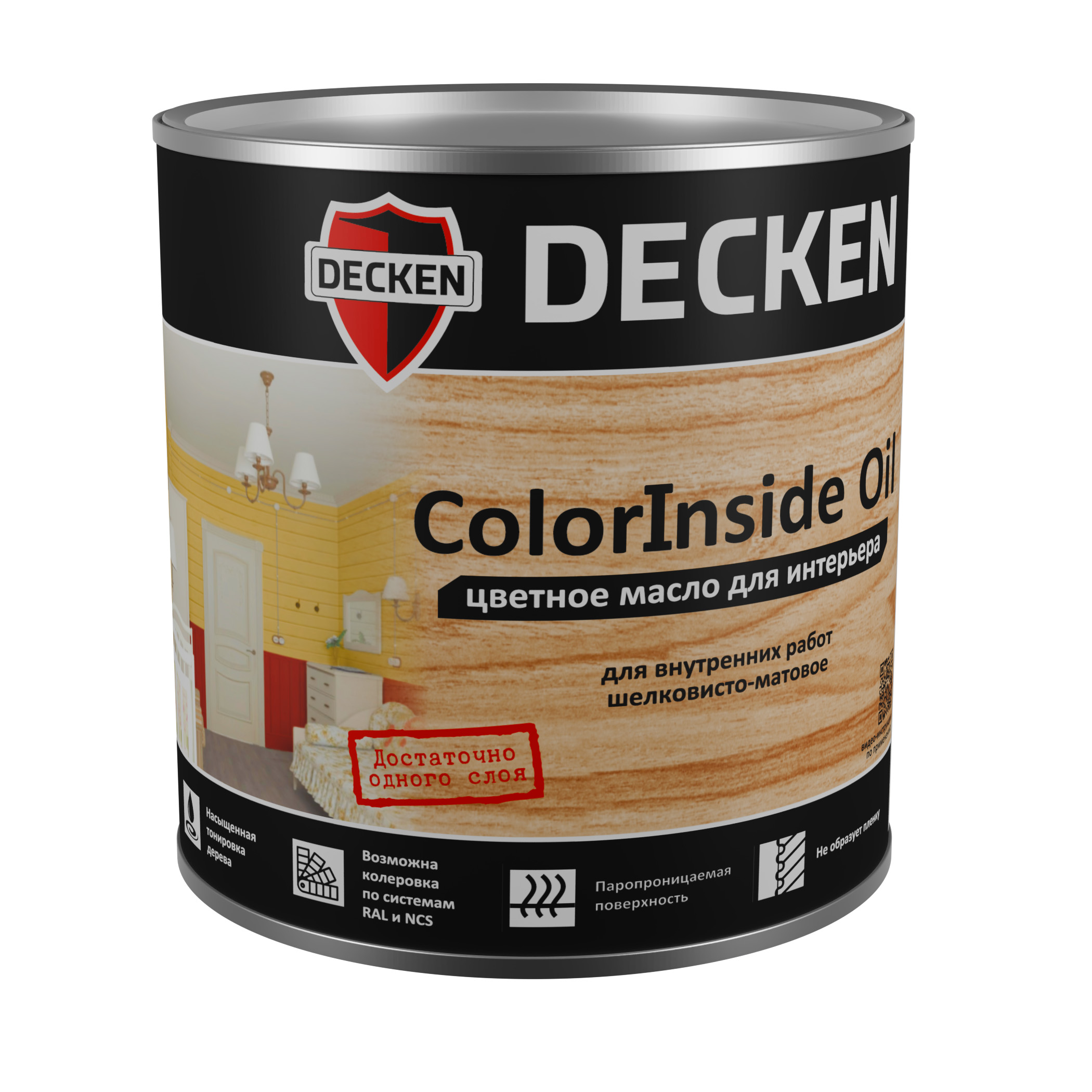 Изображение товара Масло для стен и потолков DECKEN ColorInside Oil укрывное фисташка 0,75л