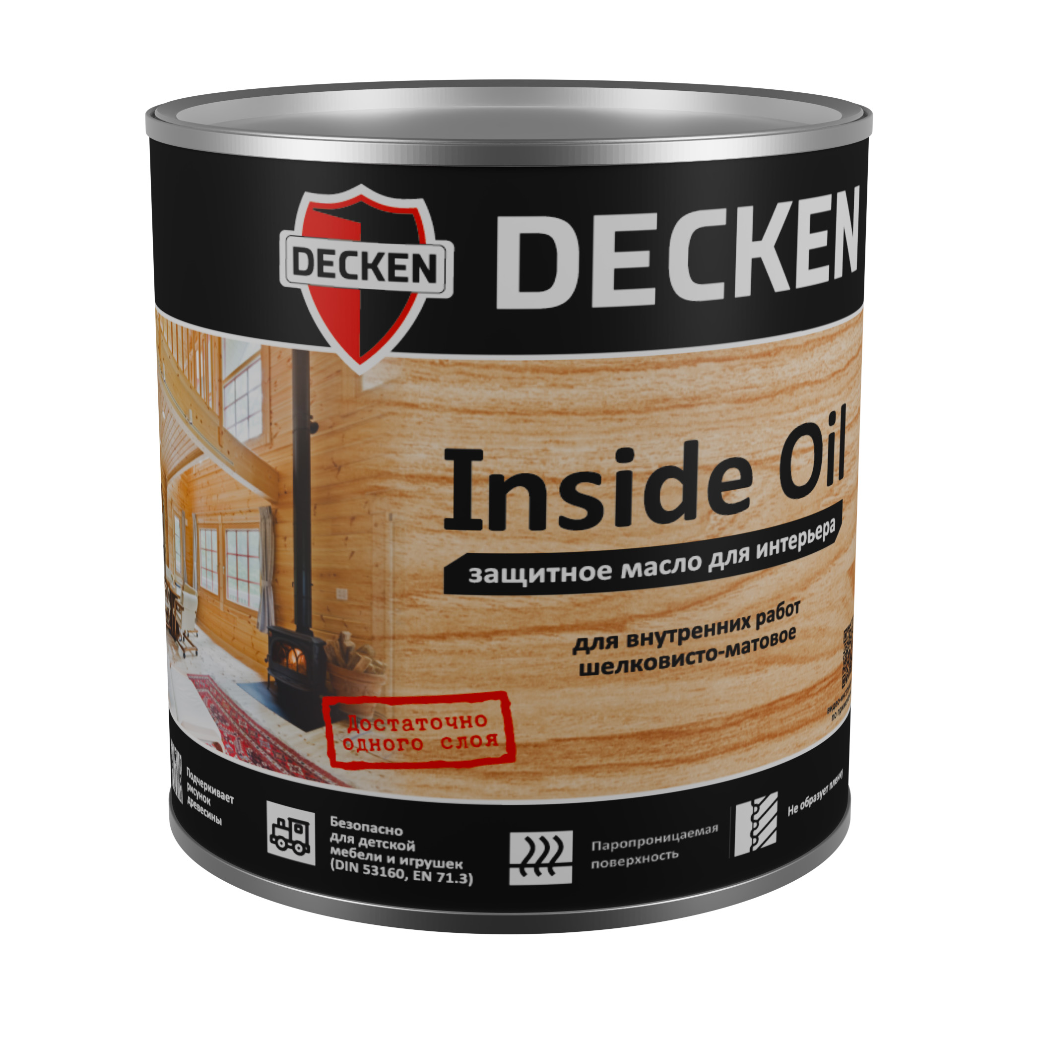 Изображение товара Масло для стен и потолков DECKEN Inside Oil полупрозрачное дуб 0,75л