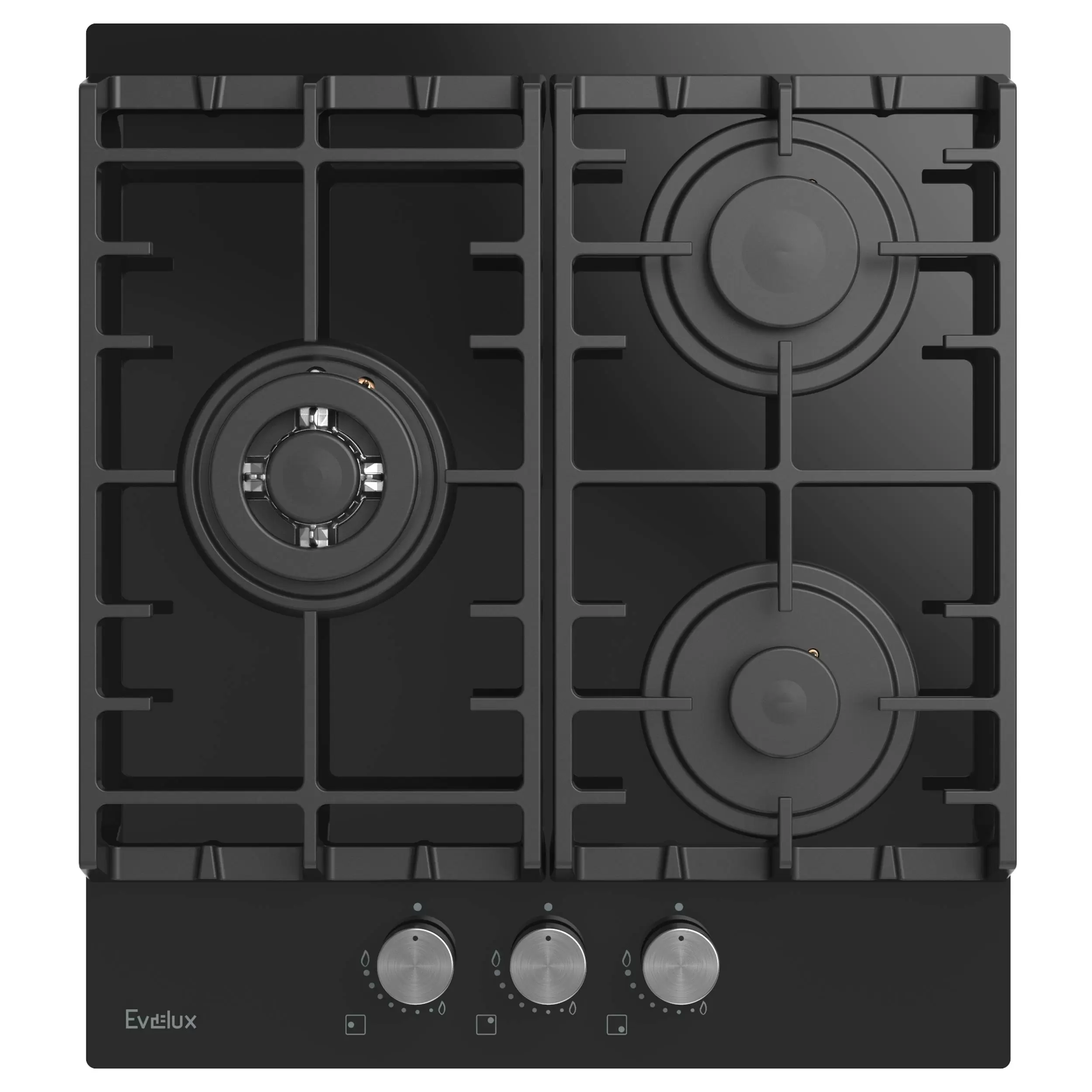 Изображение товара Варочная поверхность EVELUX HEG 450 BG черная с зоной WOK и газ-контролем