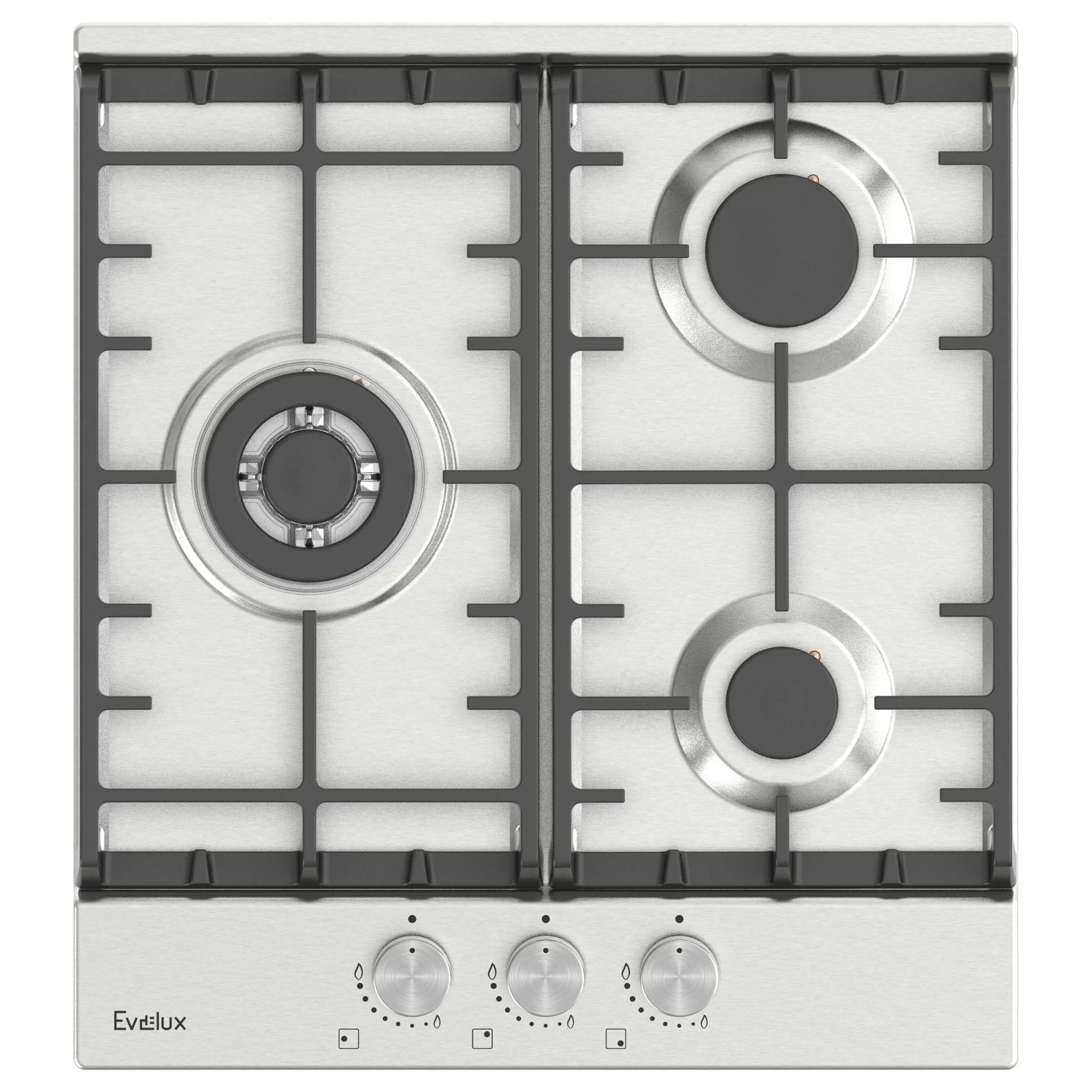Изображение товара Газовая варочная панель EVELUX HEG 450 X серебристая с функцией автоподжига