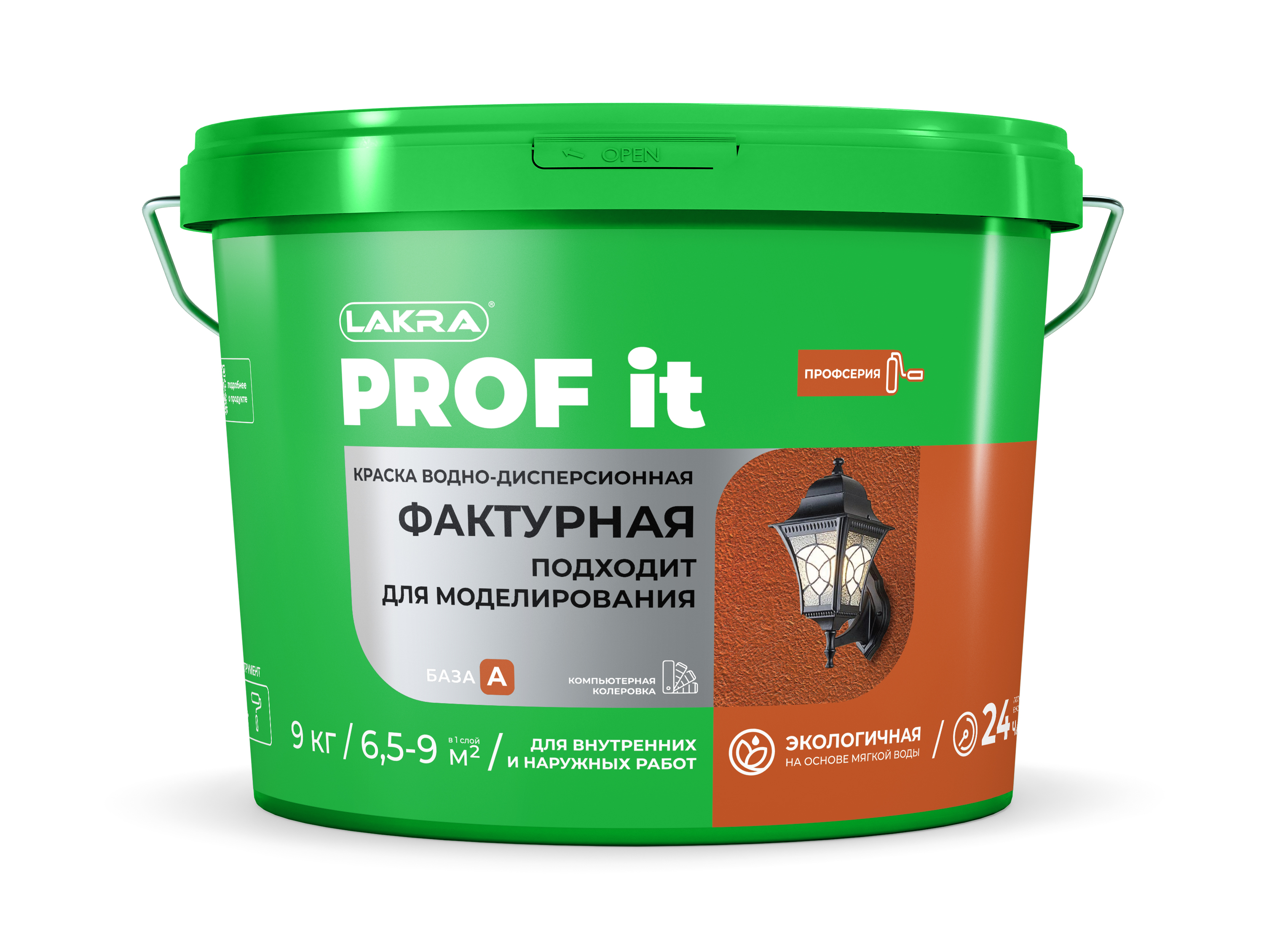 Изображение товара Фактурная декоративная краска Лакра PROF IT 9 кг для минеральных поверхностей