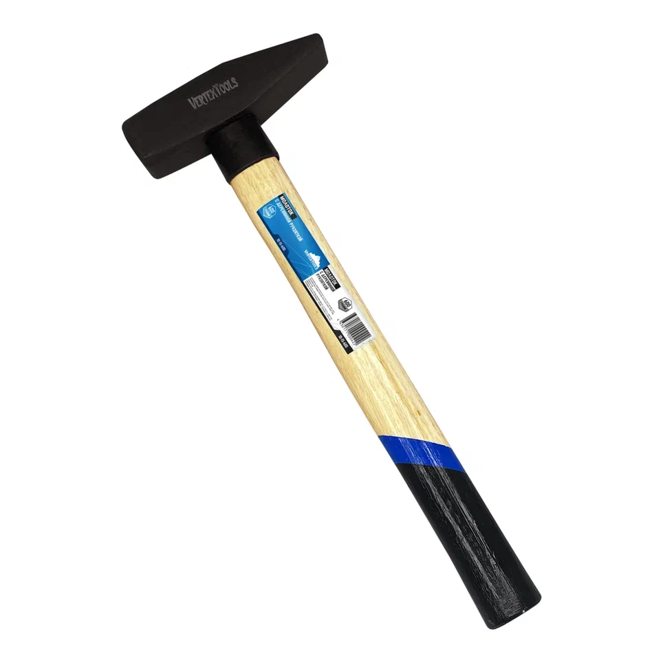 Изображение товара Слесарный молоток VertexTools 600 г с квадратным боеком и деревянной рукояткой