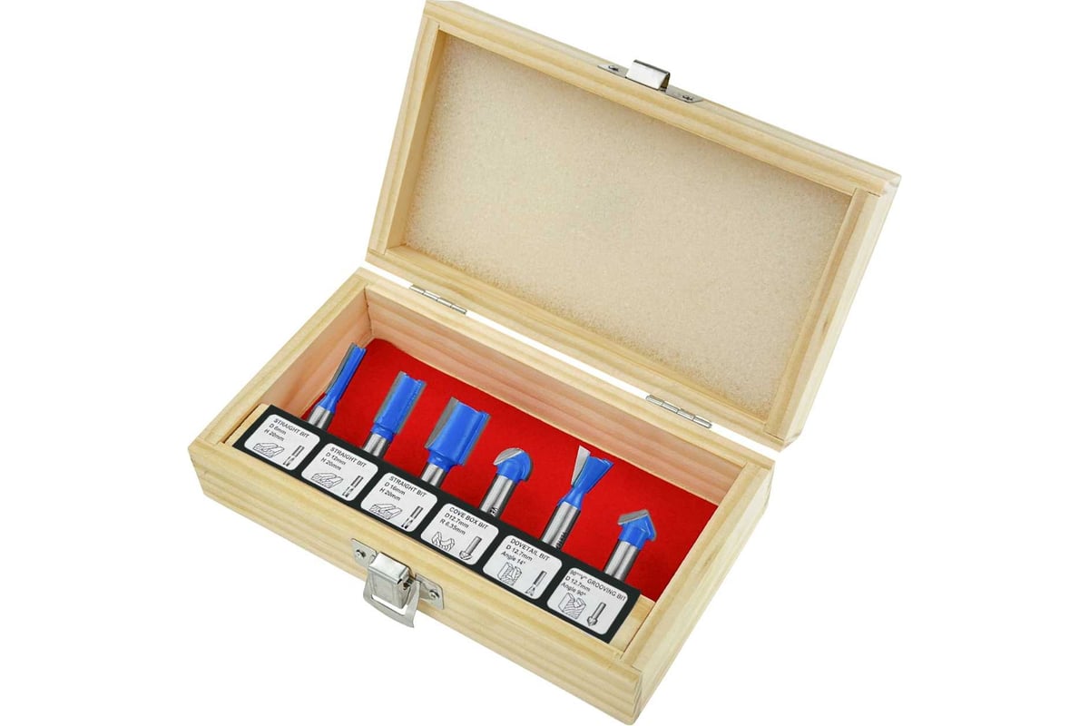 Изображение товара Набор фрез по дереву пазовые VERTEXTOOLS, 6 шт, 6 мм