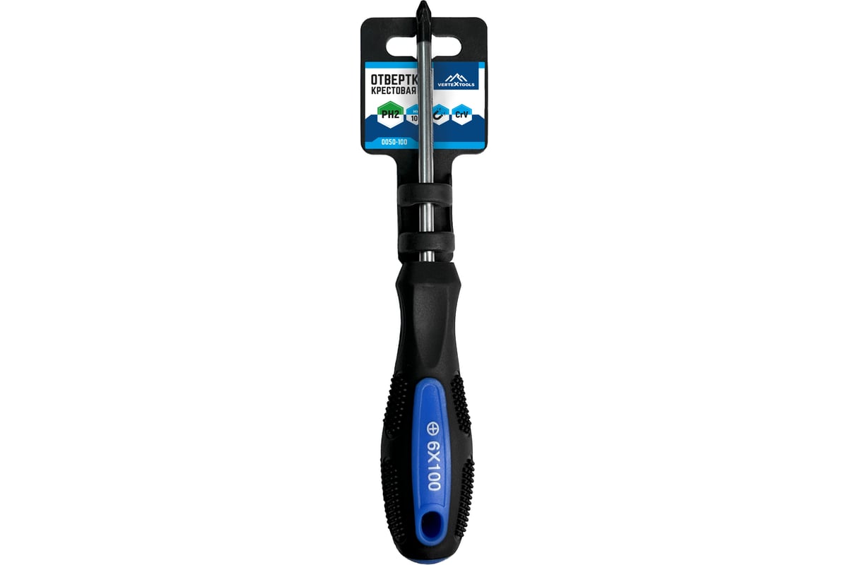 Изображение товара Крестовая отвертка vertextools 6x100, ph2 0050-100