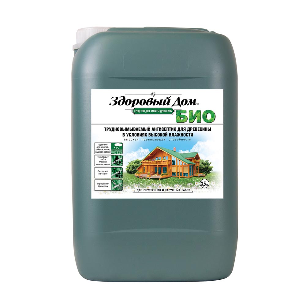 Изображение товара Здоровый Дом БИО антисептик желто-зеленый 9кг для защиты древесины