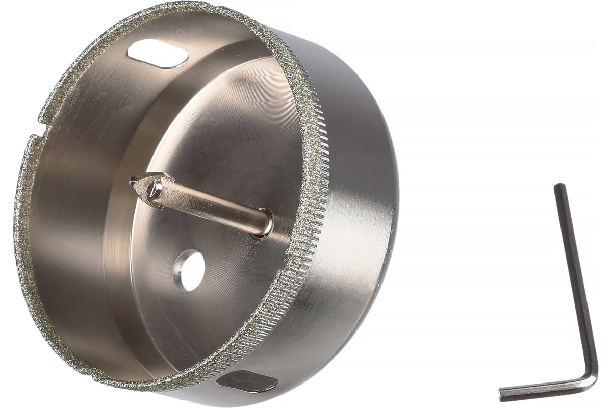 Изображение товара Коронка с центрирующим сверлом по стеклу и керамике 55 мм VERTEXTOOLS