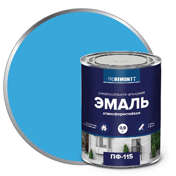 Изображение товара Эмаль ПФ-115 PROREMONTT Голубой 0,9 кг