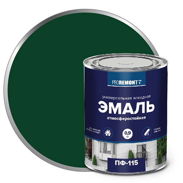 Изображение товара Эмаль ПФ-115 PROREMONTT Зелёный 0,9 кг
