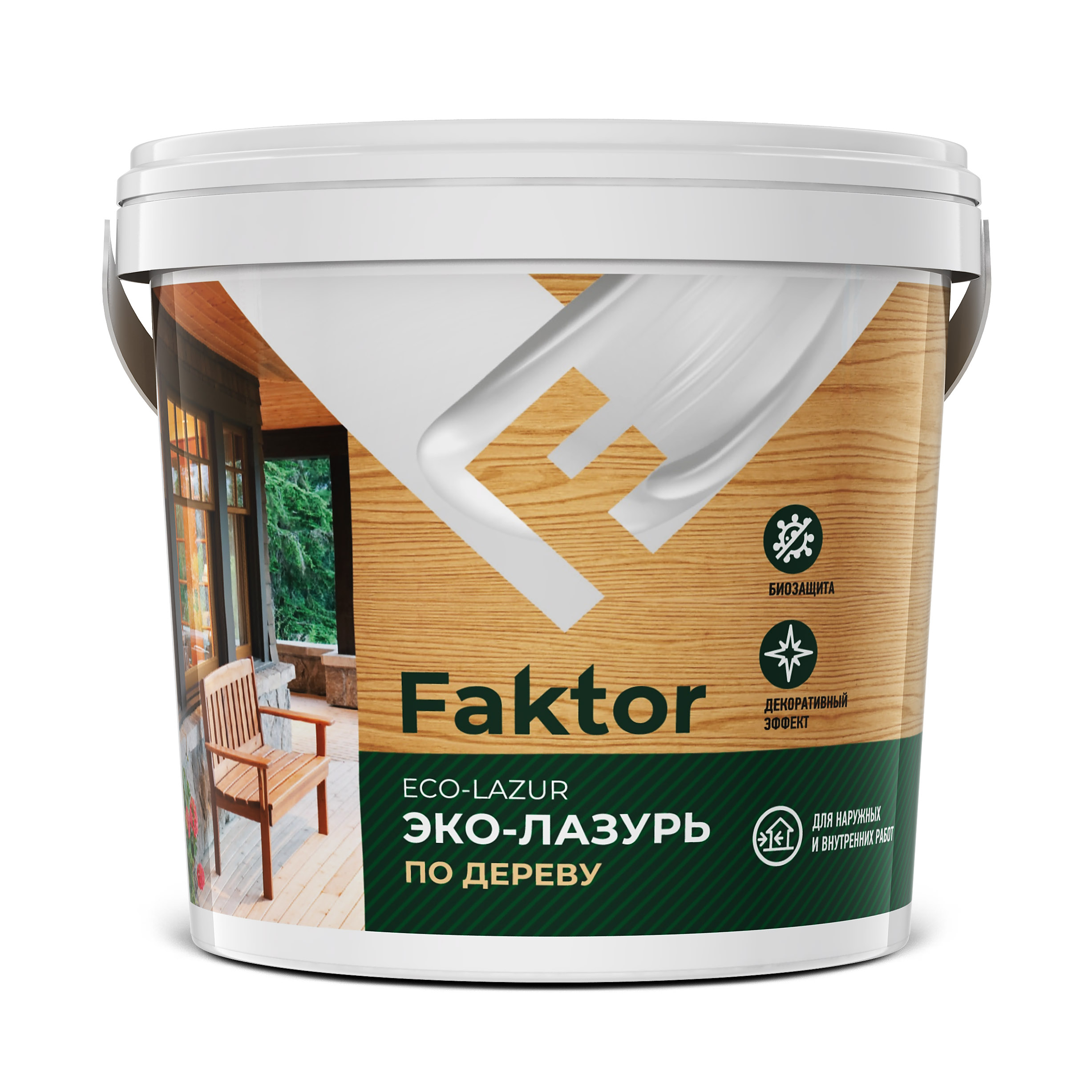 Изображение товара Эко-лазурь FAKTOR для древесины махагон, ведро 0,9 кг