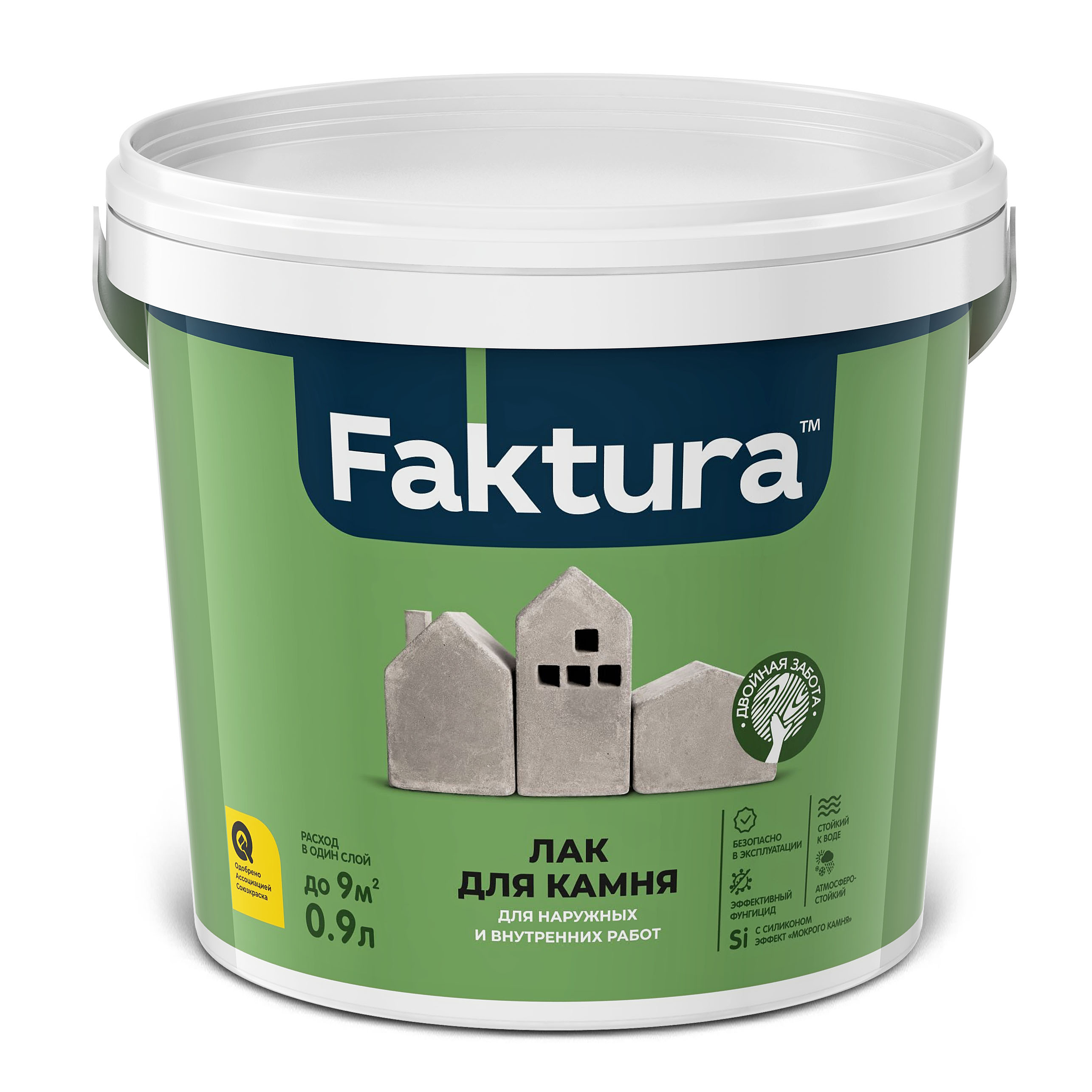 Изображение товара Лак для камня FAKTURA, ведро 0,9 л, акриловый защитный лак для фасадных работ
