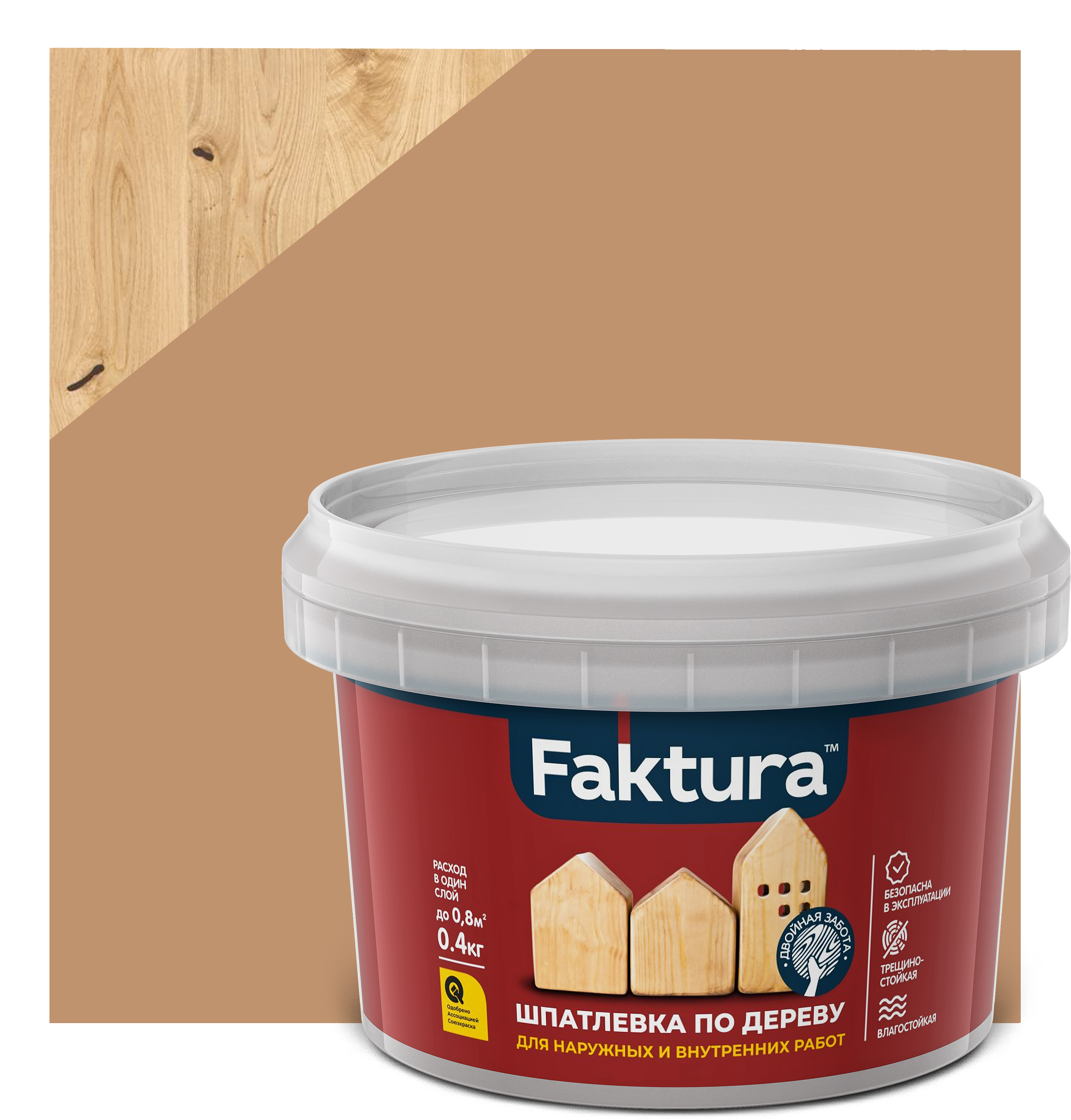 Изображение товара Шпатлевка FAKTURA по дереву бук, банка 0,4 кг
