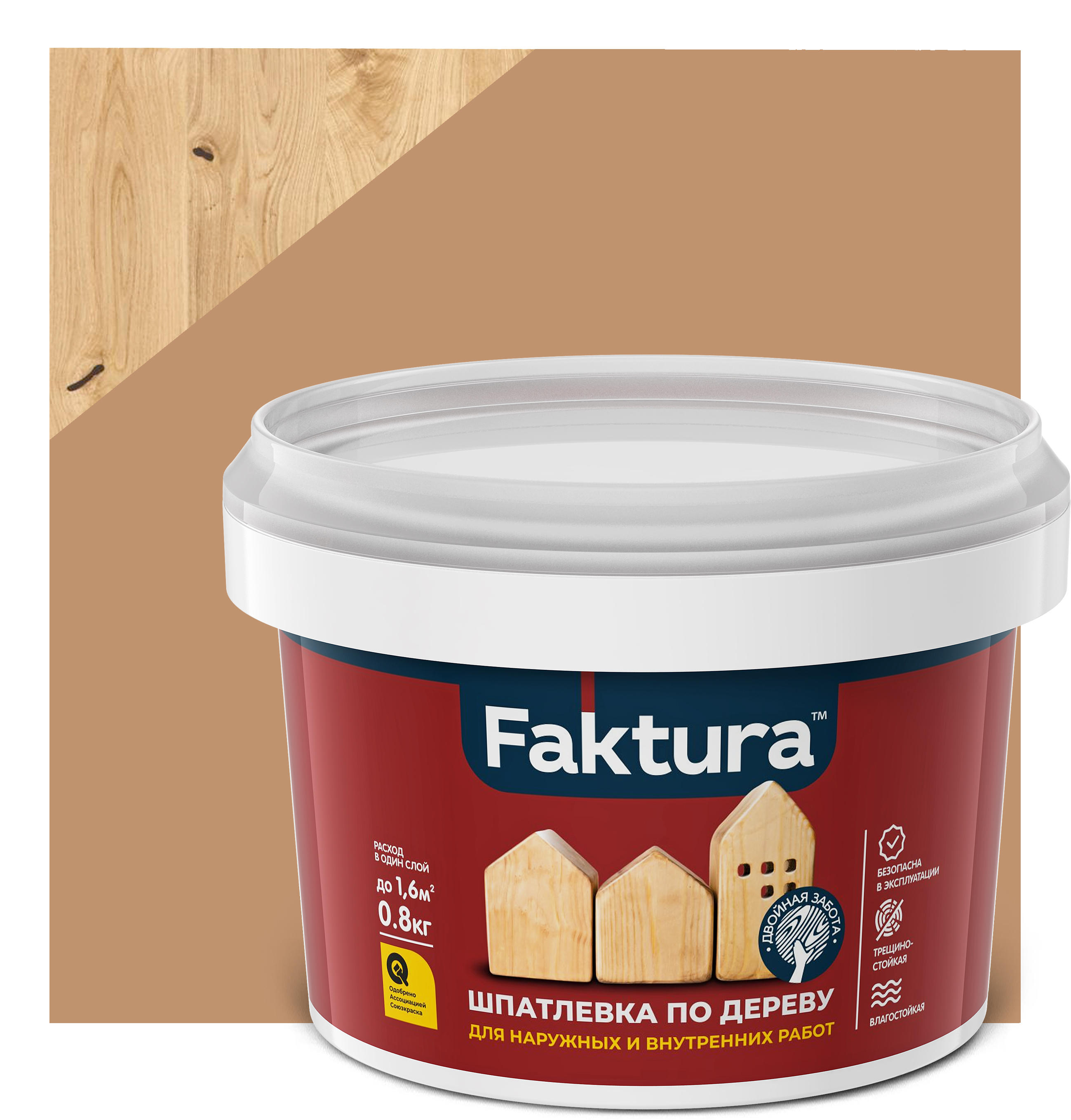 Изображение товара Шпатлевка FAKTURA по дереву бук, банка 0,8 кг
