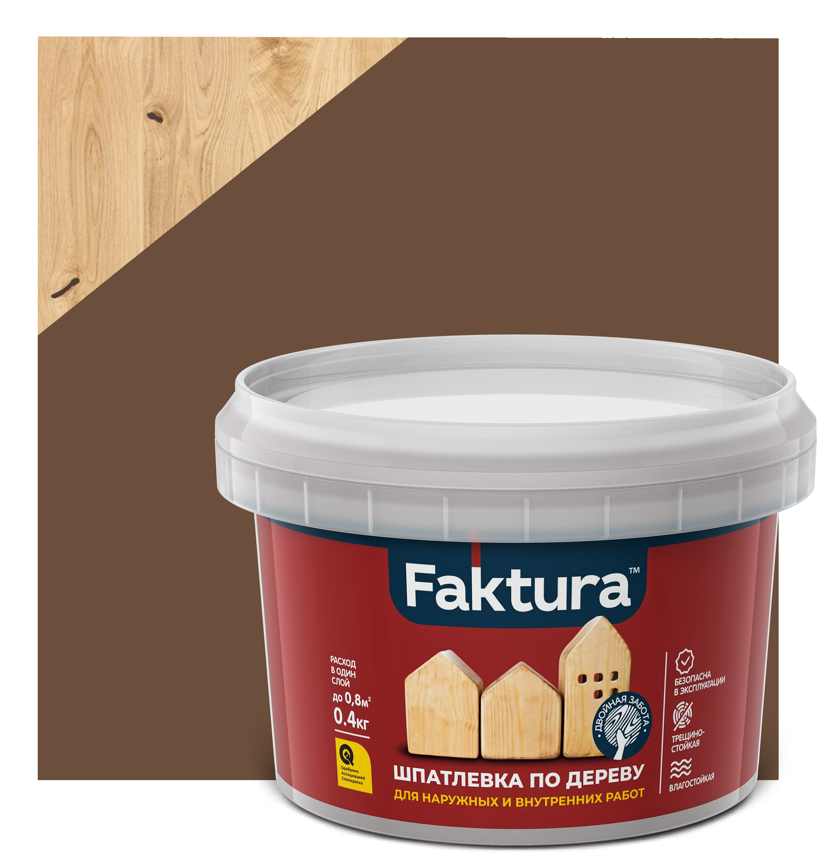 Изображение товара Шпатлевка FAKTURA по дереву махагон, банка 0,4 кг