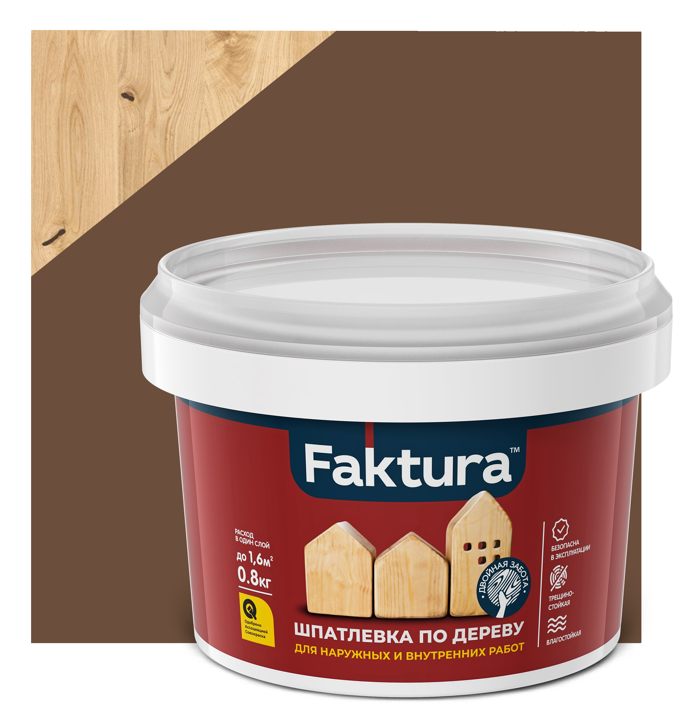 Изображение товара Шпатлевка FAKTURA по дереву махагон, банка 0,8 кг