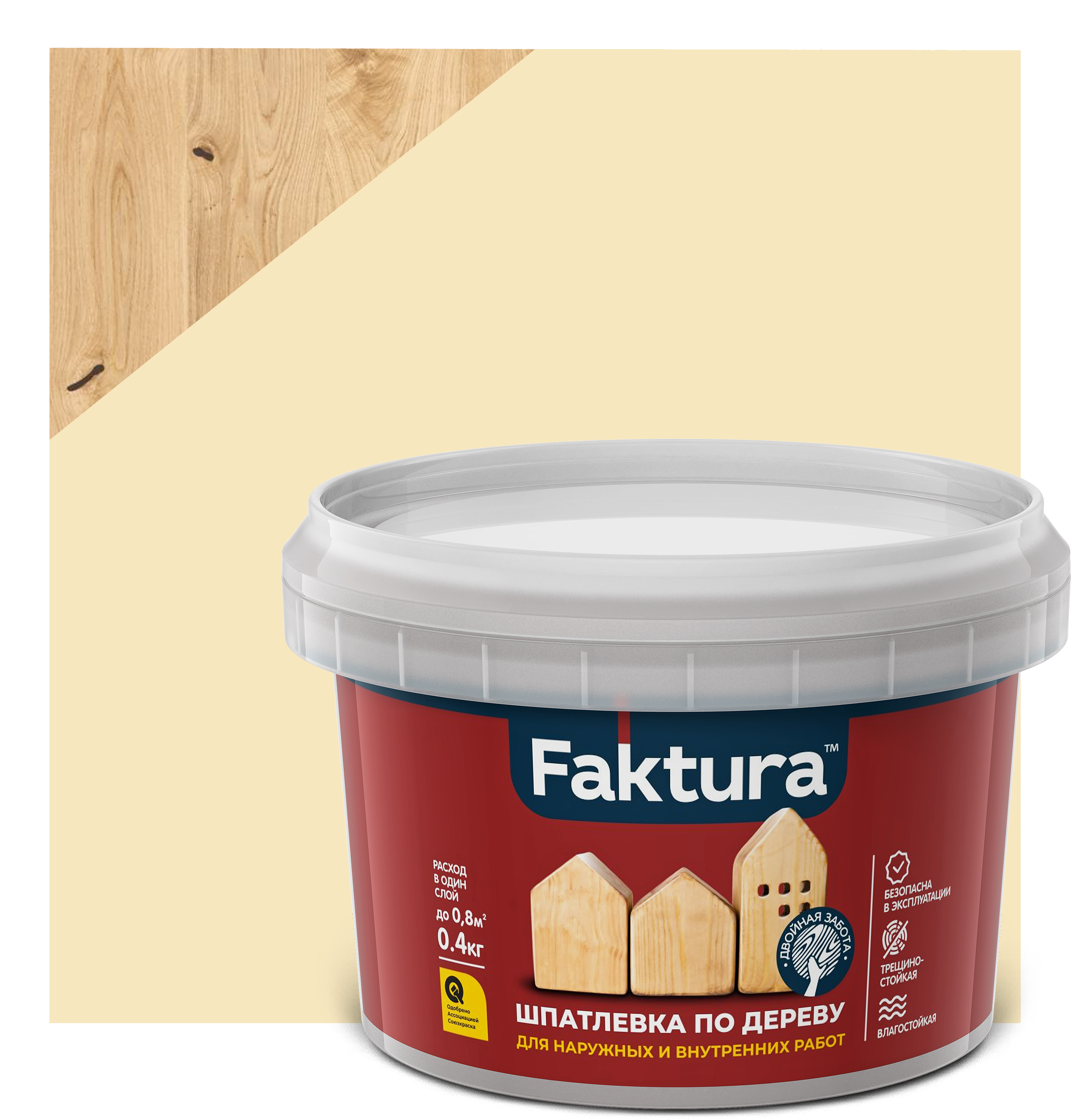 Изображение товара Шпатлевка FAKTURA по дереву сосна, банка 0,4 кг