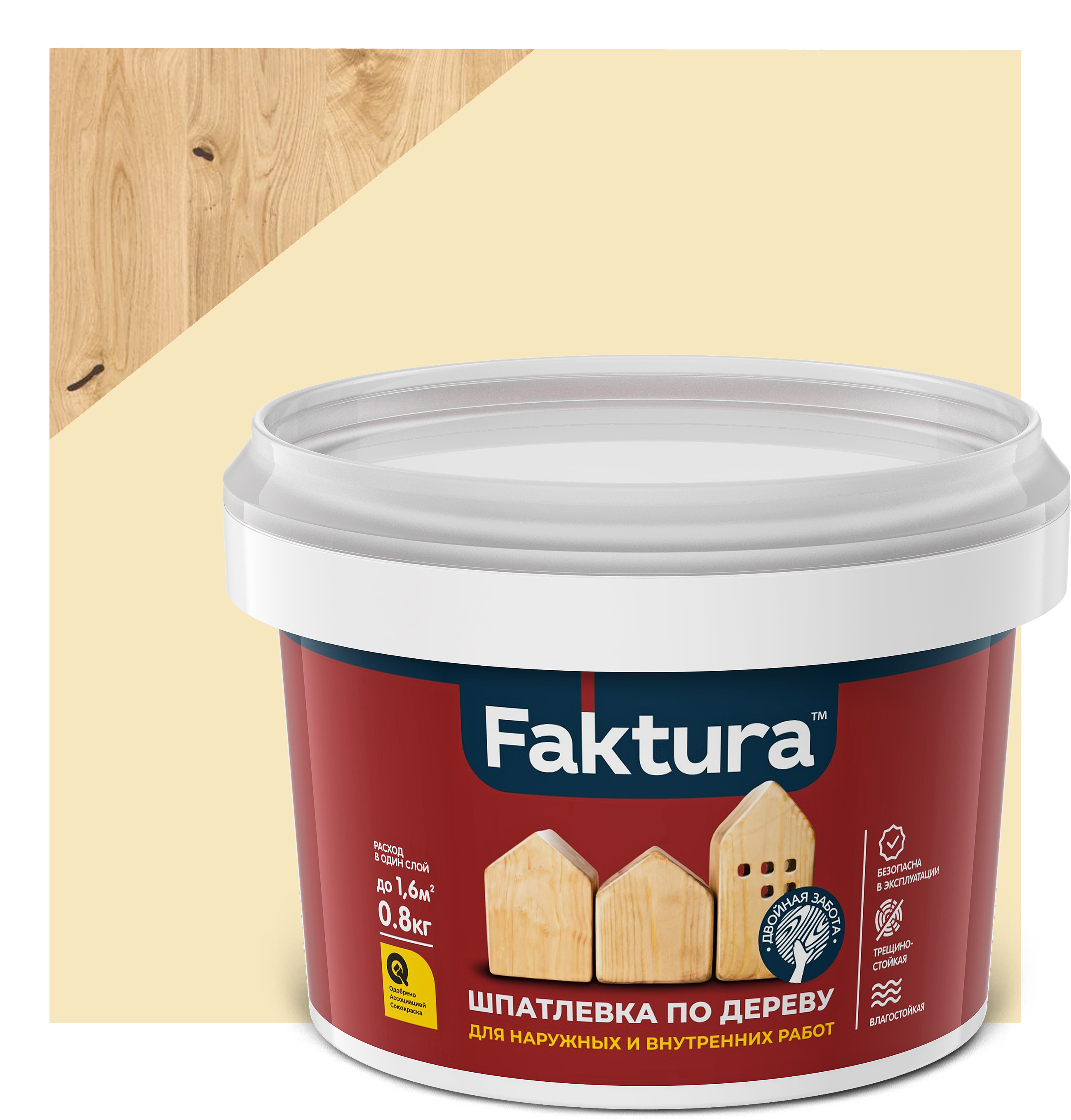 Изображение товара Шпатлевка FAKTURA по дереву сосна, банка 0,8 кг