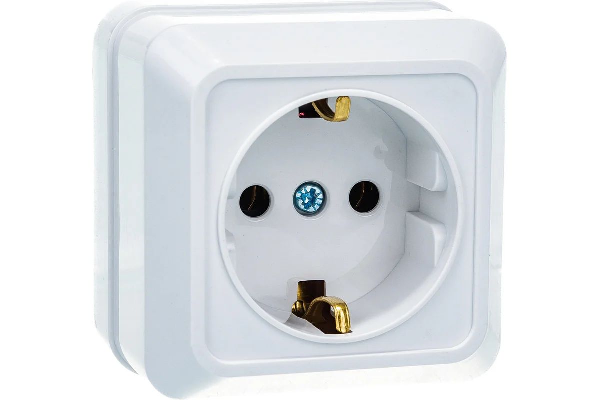 Изображение товара Розетка электрическая ALTECH SPACE 1SOW белая накладная с заземлением