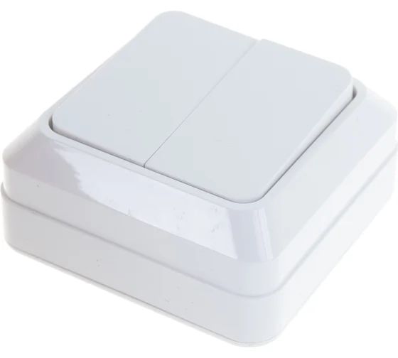 Изображение товара Выключатель двухклавишный ALTECH SPACE 2SOW белый и классический дизайн