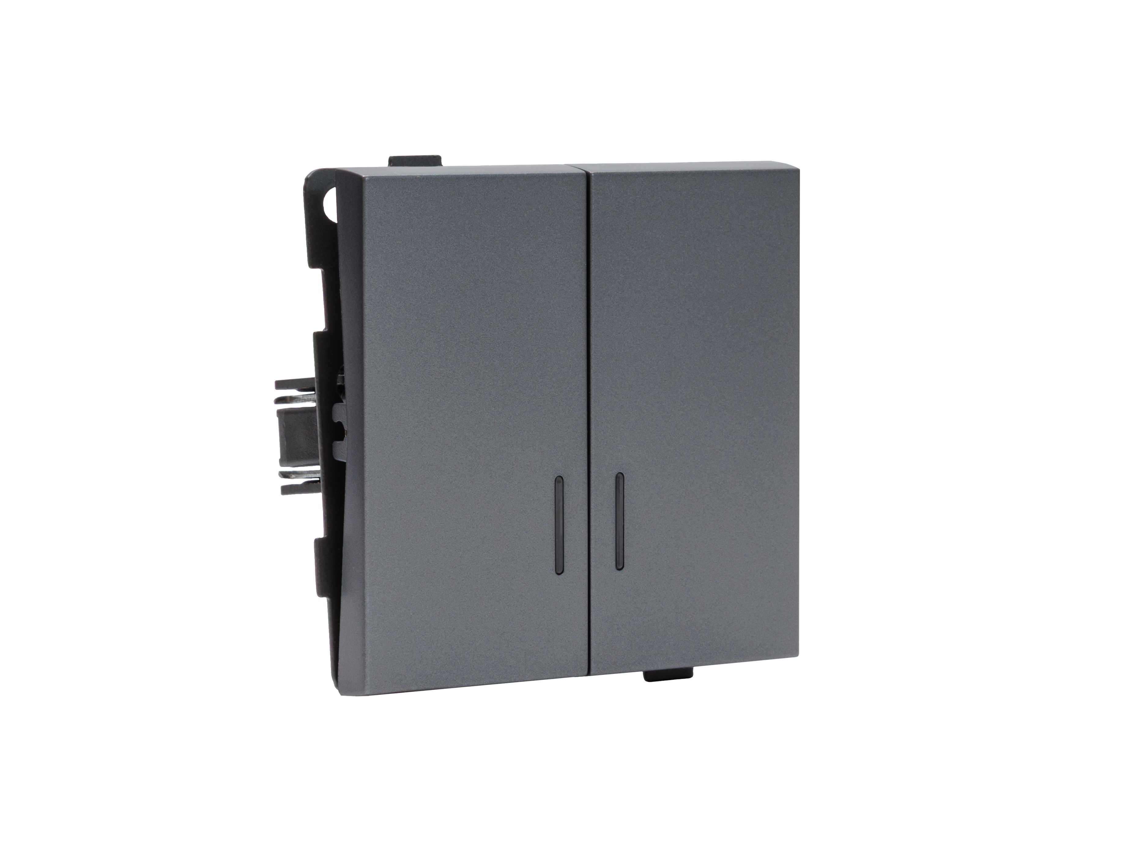 Изображение товара Выключатель двухклавишный ALTECH ENCORE 2SIG графит