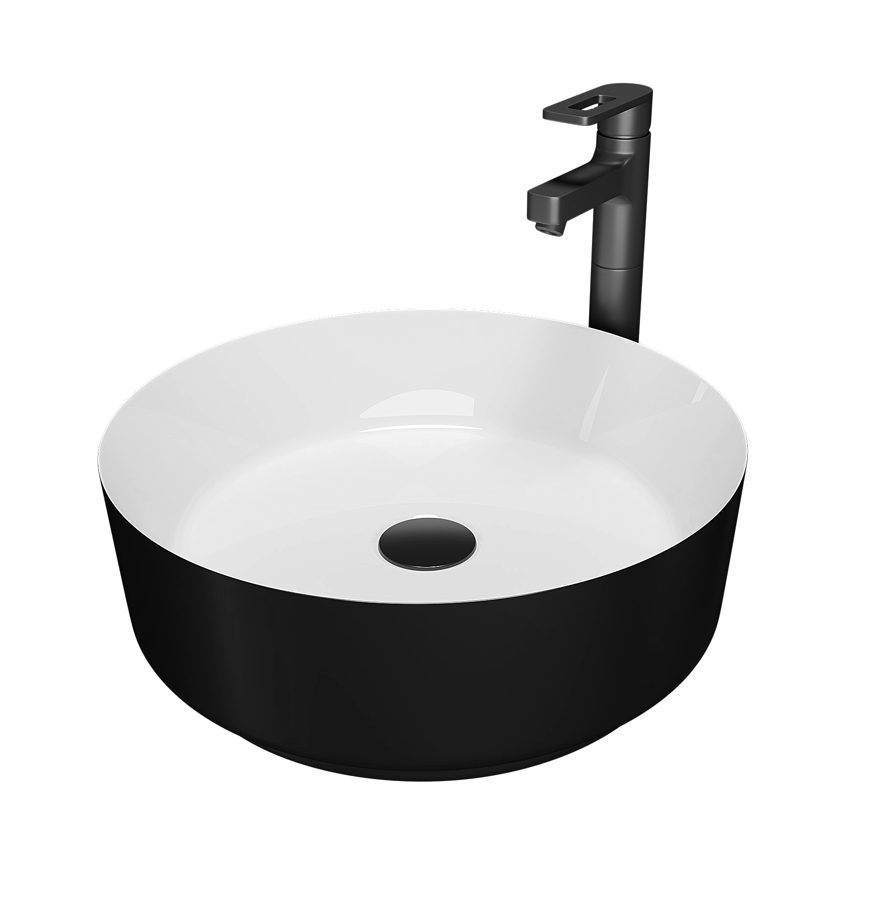 Изображение товара Раковина Grossman GR-4040BW (360х360х115) черно-белая