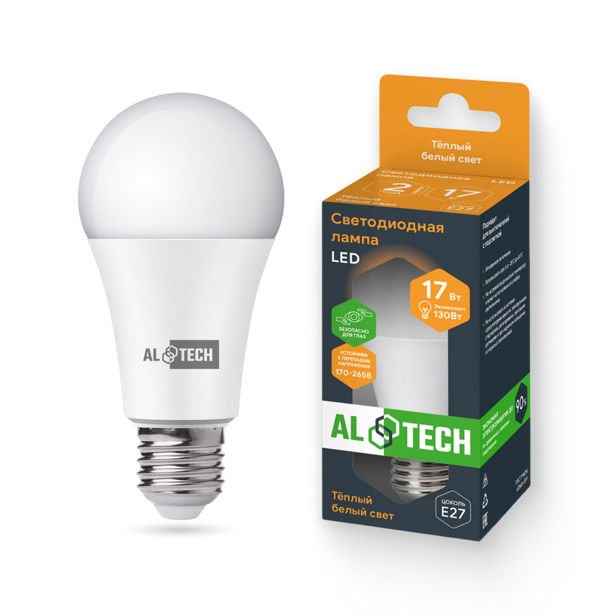 Изображение товара Лампочка светодиодная ALTECH LED 17Вт 3000К 1360Лм E27 Груша