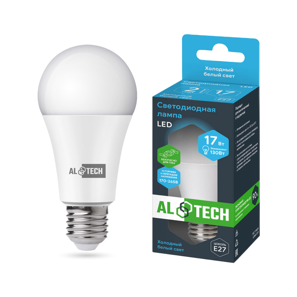 Изображение товара Светодиодная лампа ALTECH LED 17Вт 6500К E27 Груша