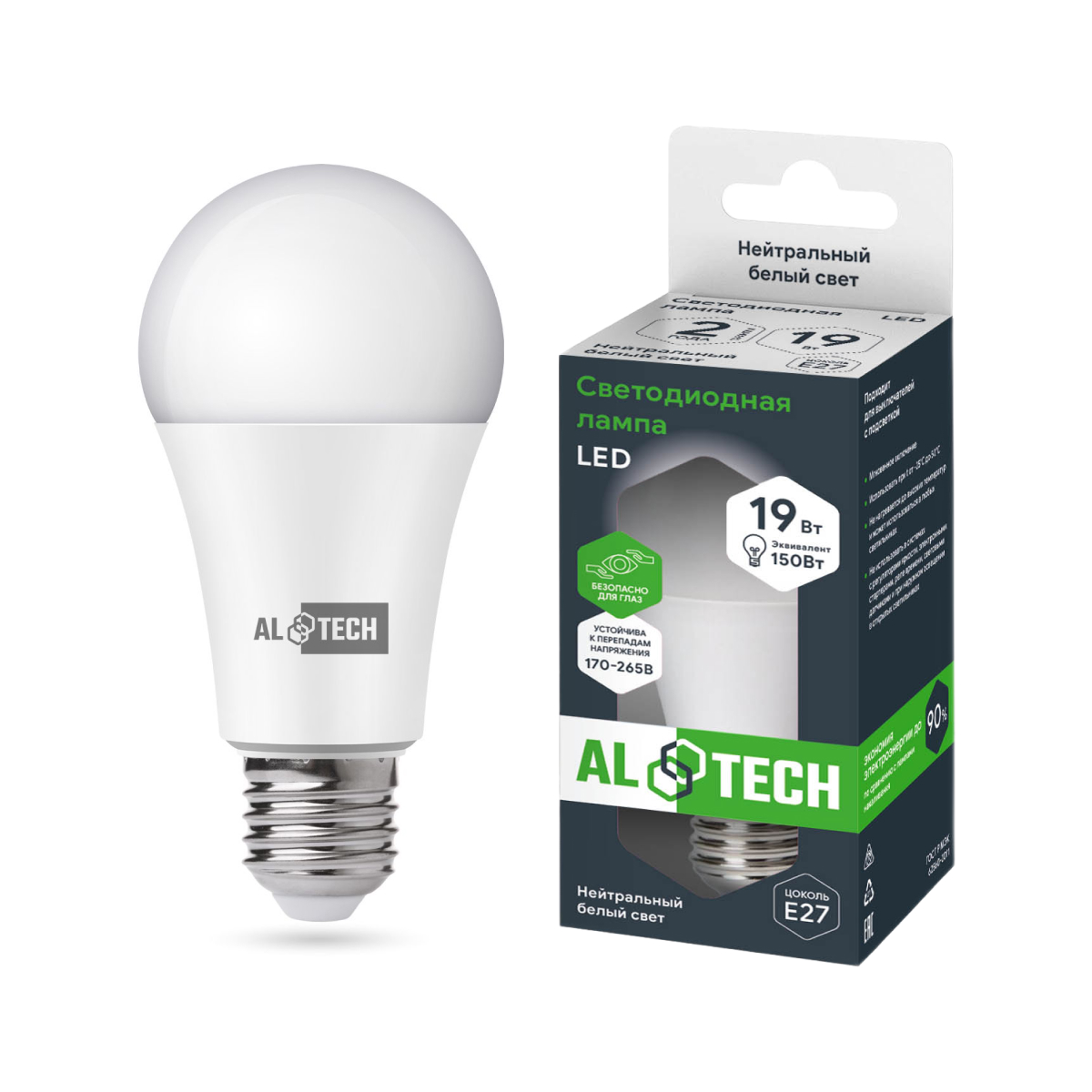 Изображение товара Лампочка светодиодная ALTECH LED 19Вт 4000К 1560Лм E27 Груша