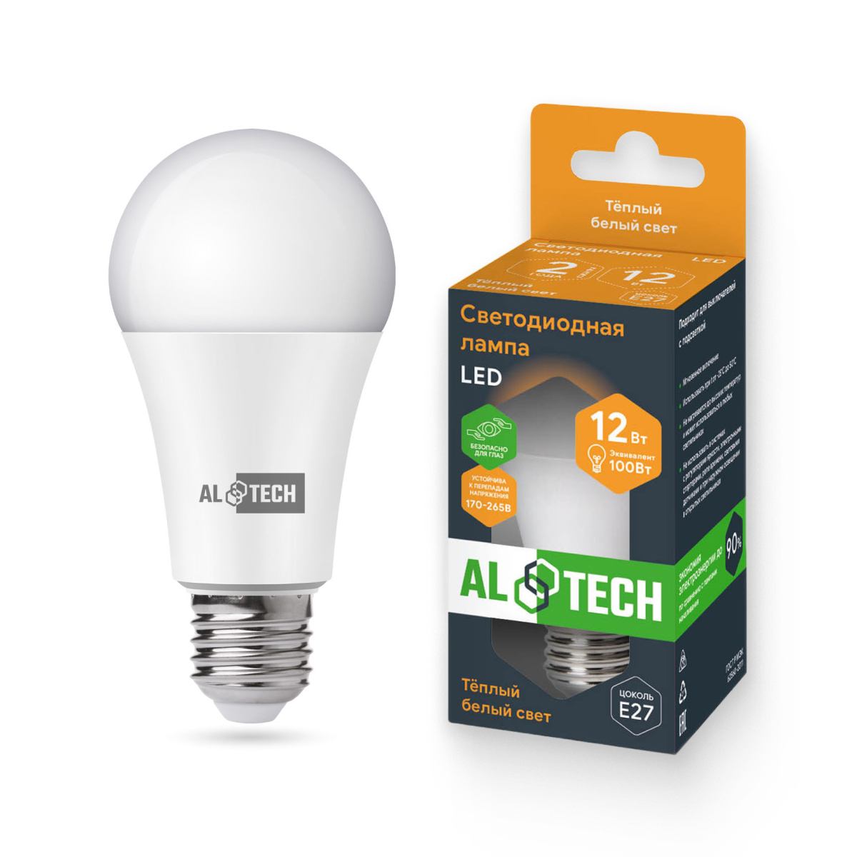 Изображение товара Лампочка светодиодная ALTECH LED 12Вт 3000К 1060Лм E27 Груша