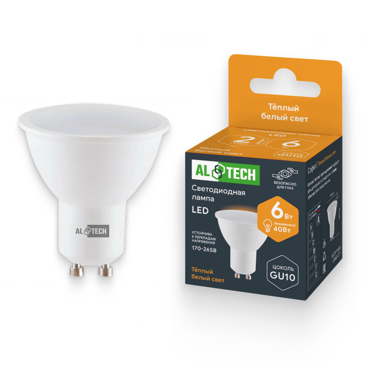 Изображение товара Лампочка светодиодная ALTECH LED 6Вт 3000К 540Лм MR16 GU10