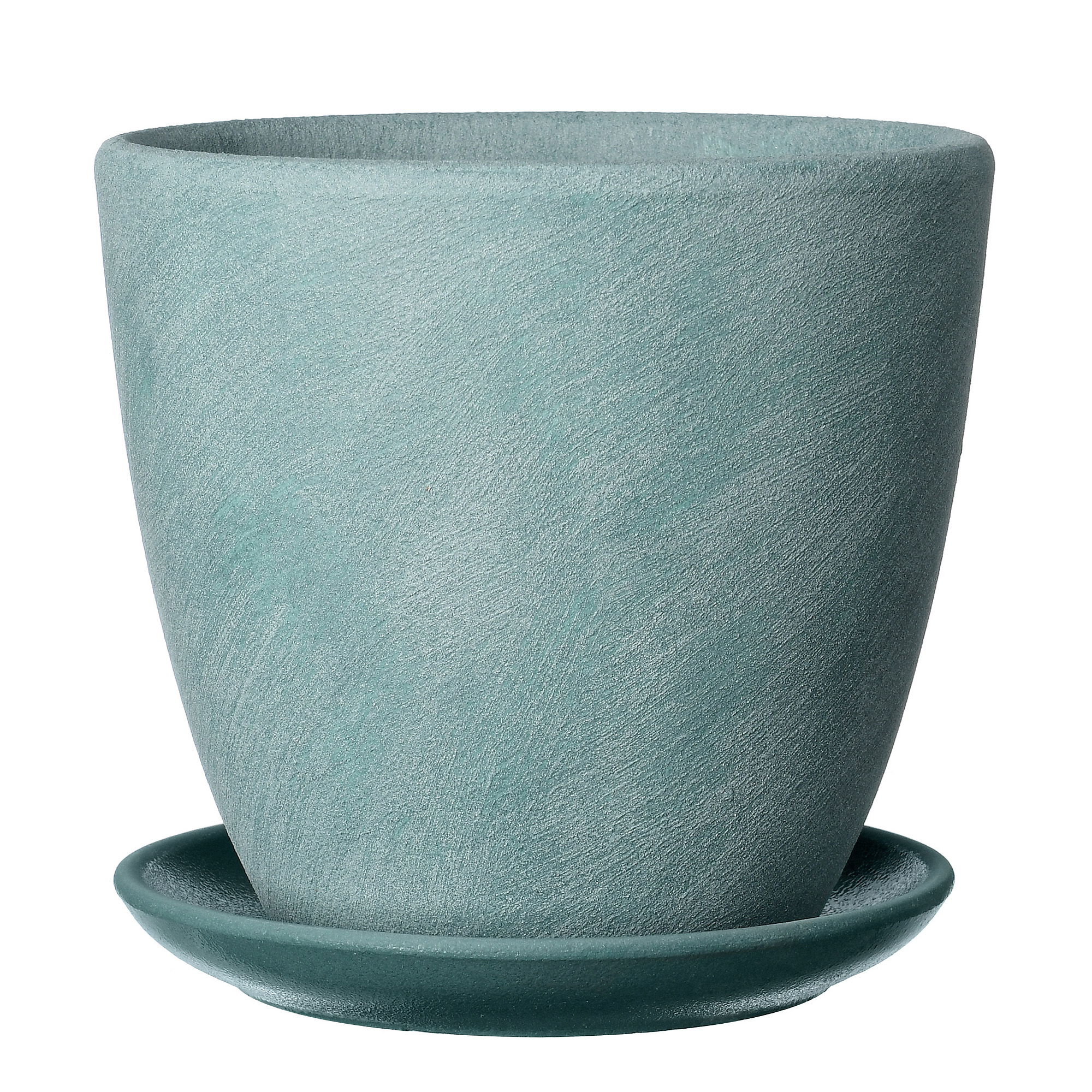 Изображение товара Горшок с поддоном Замша бетон бирюзовый 30 см настольный для комнатных растений